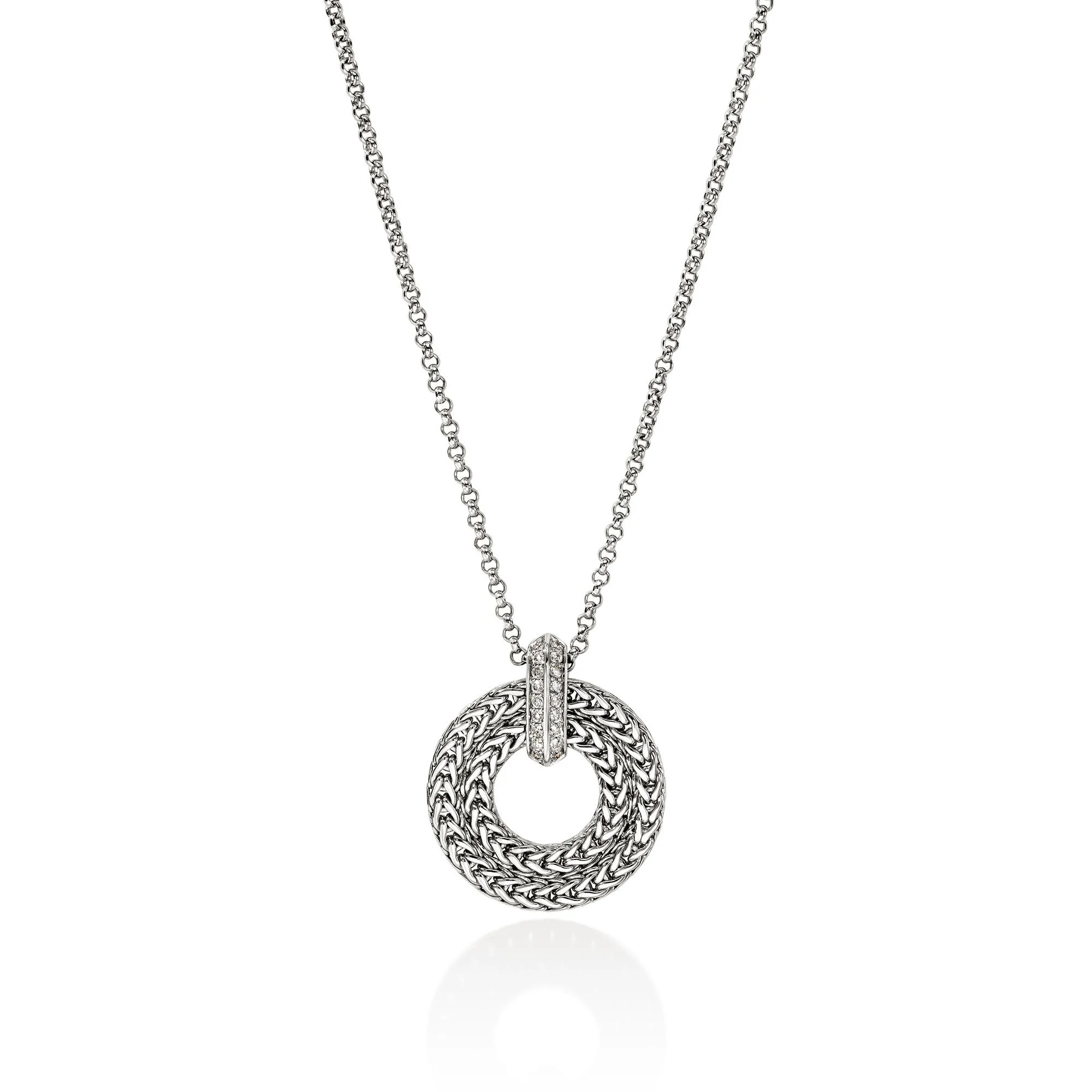 Icon Link Pendant Necklace, Sterling Silver, Diamonds, 2MM - 1