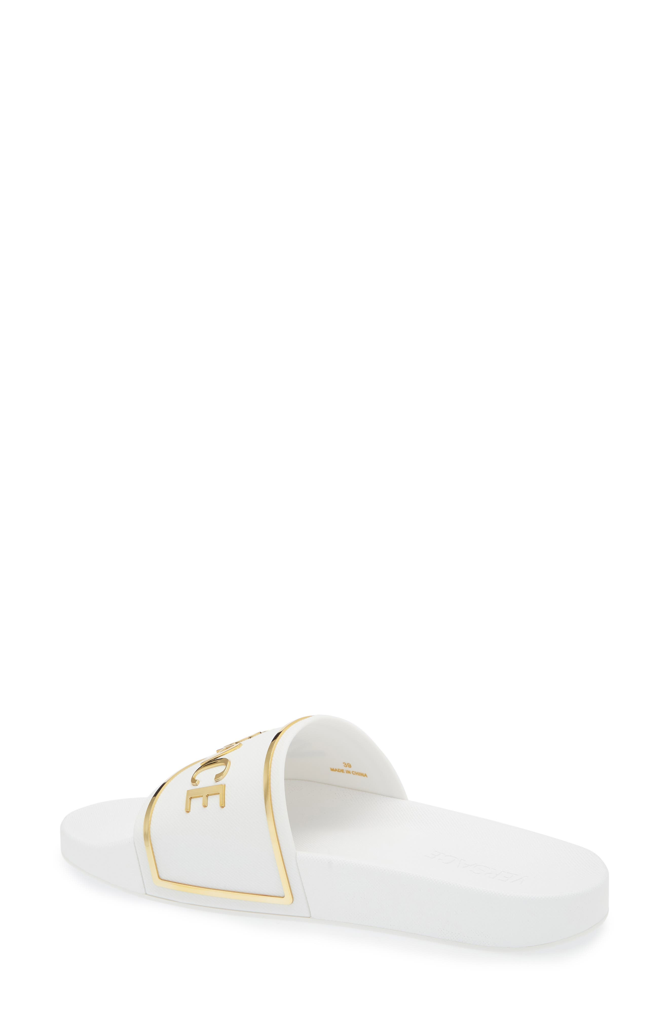 Versace Logo Pool Slide in Porcelain White-Versace Gold at Nordstrom - 2