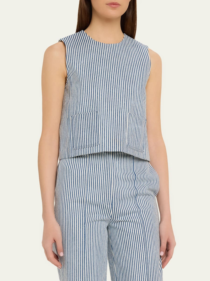 Ludlow Striped Twill Sleeveless Top 4