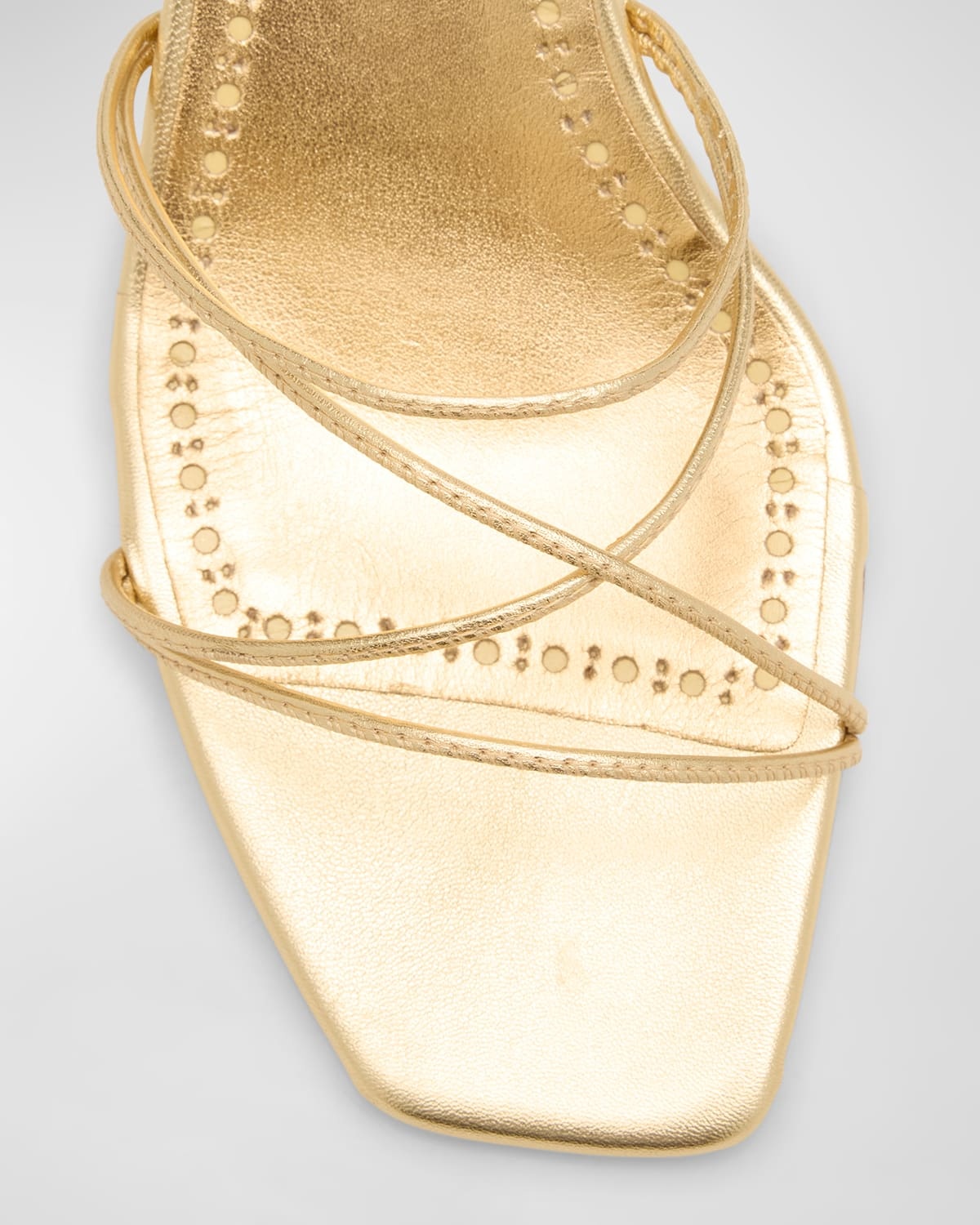 Strappy Metallic Leather Slide Sandals - 7