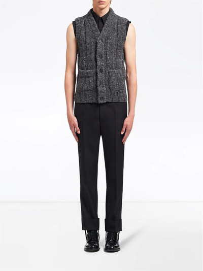 Prada V-neck tweed knitted vest outlook