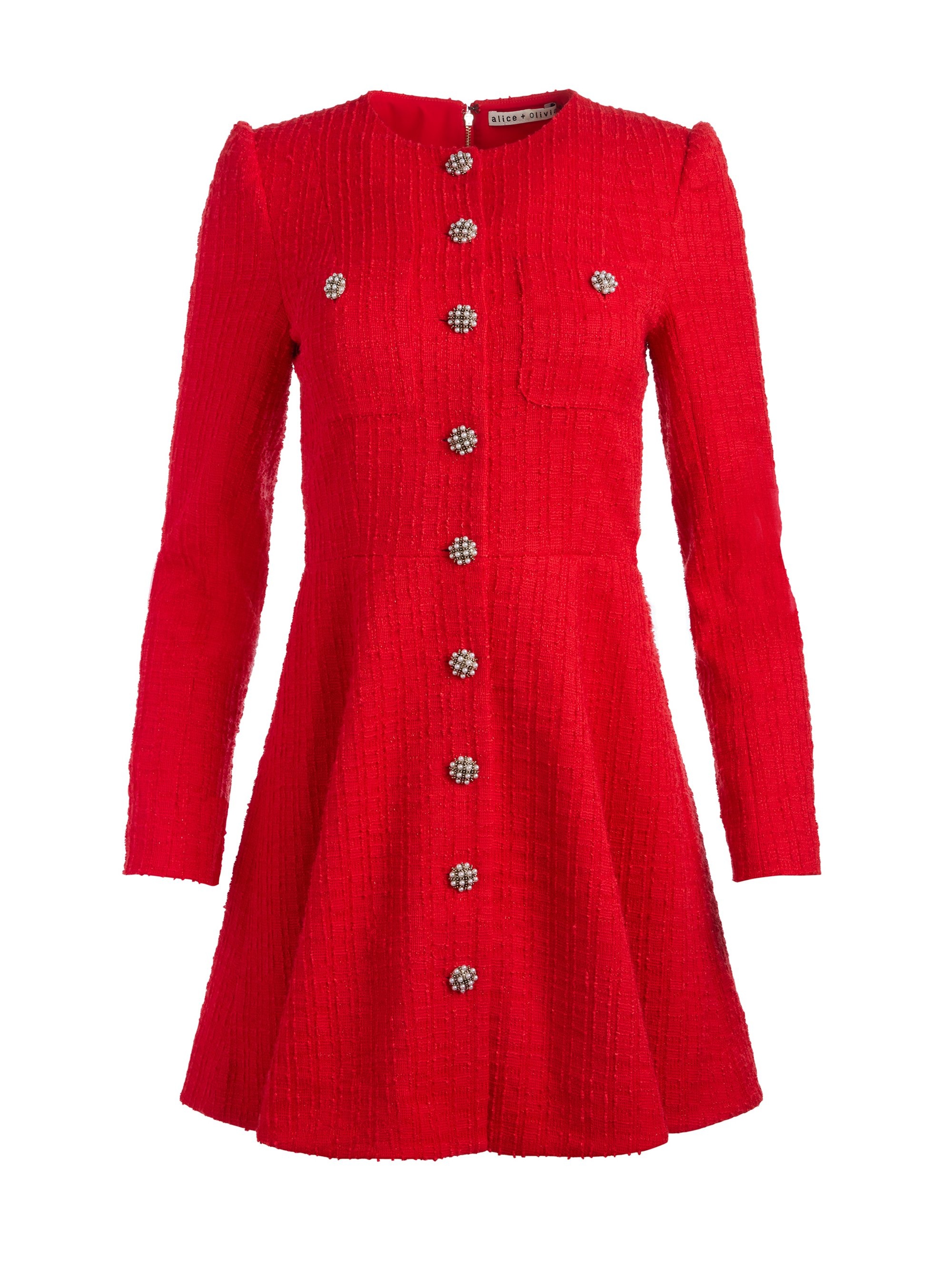 SHILOH LONG SLEEVE BUTTON FRONT MINI DRESS - 1