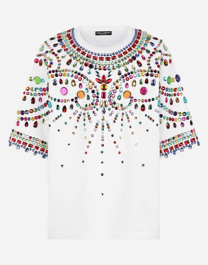 Technical fabric T-shirt with crystals 1