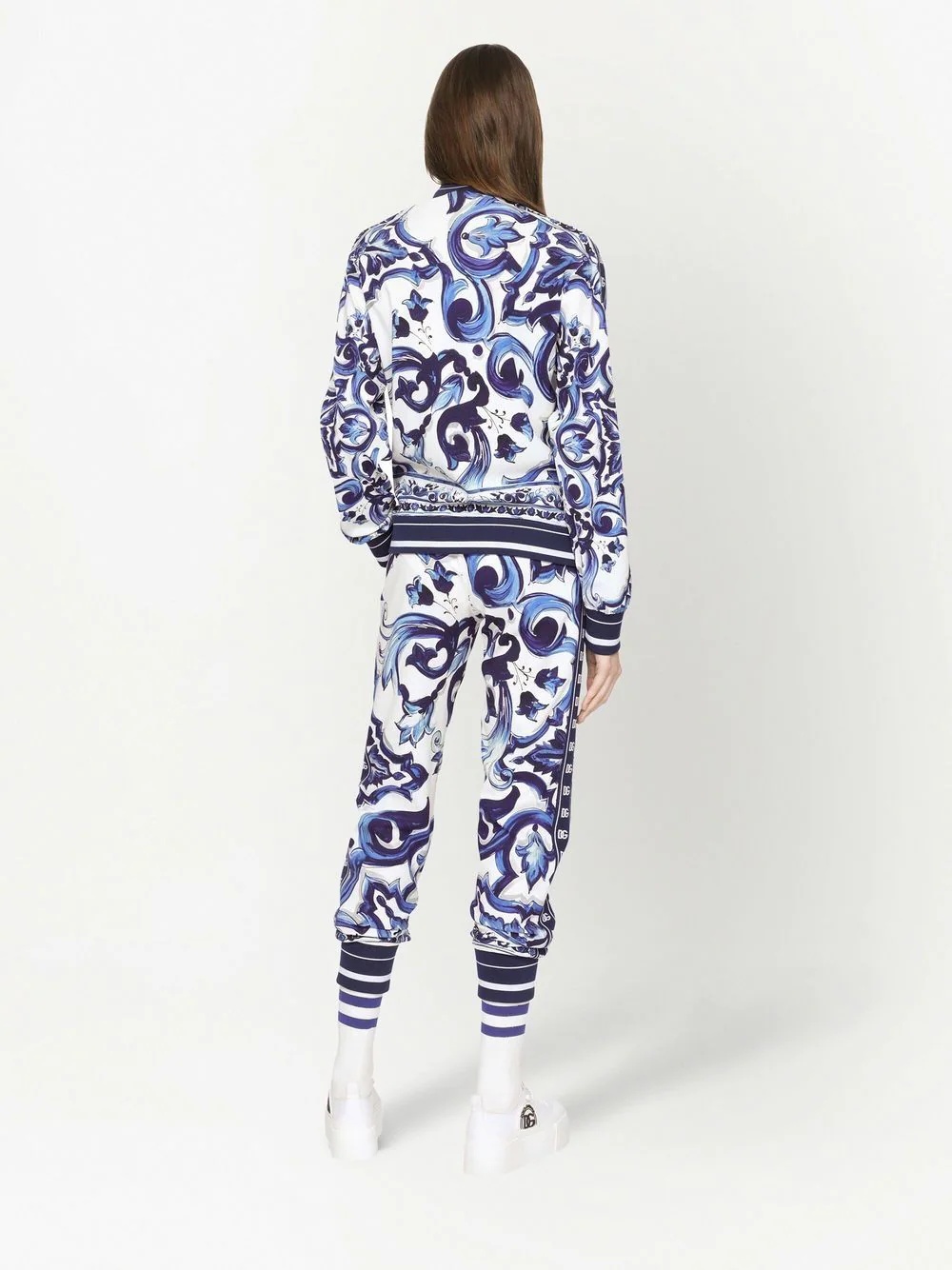 Majolica-print cady track trousers - 4