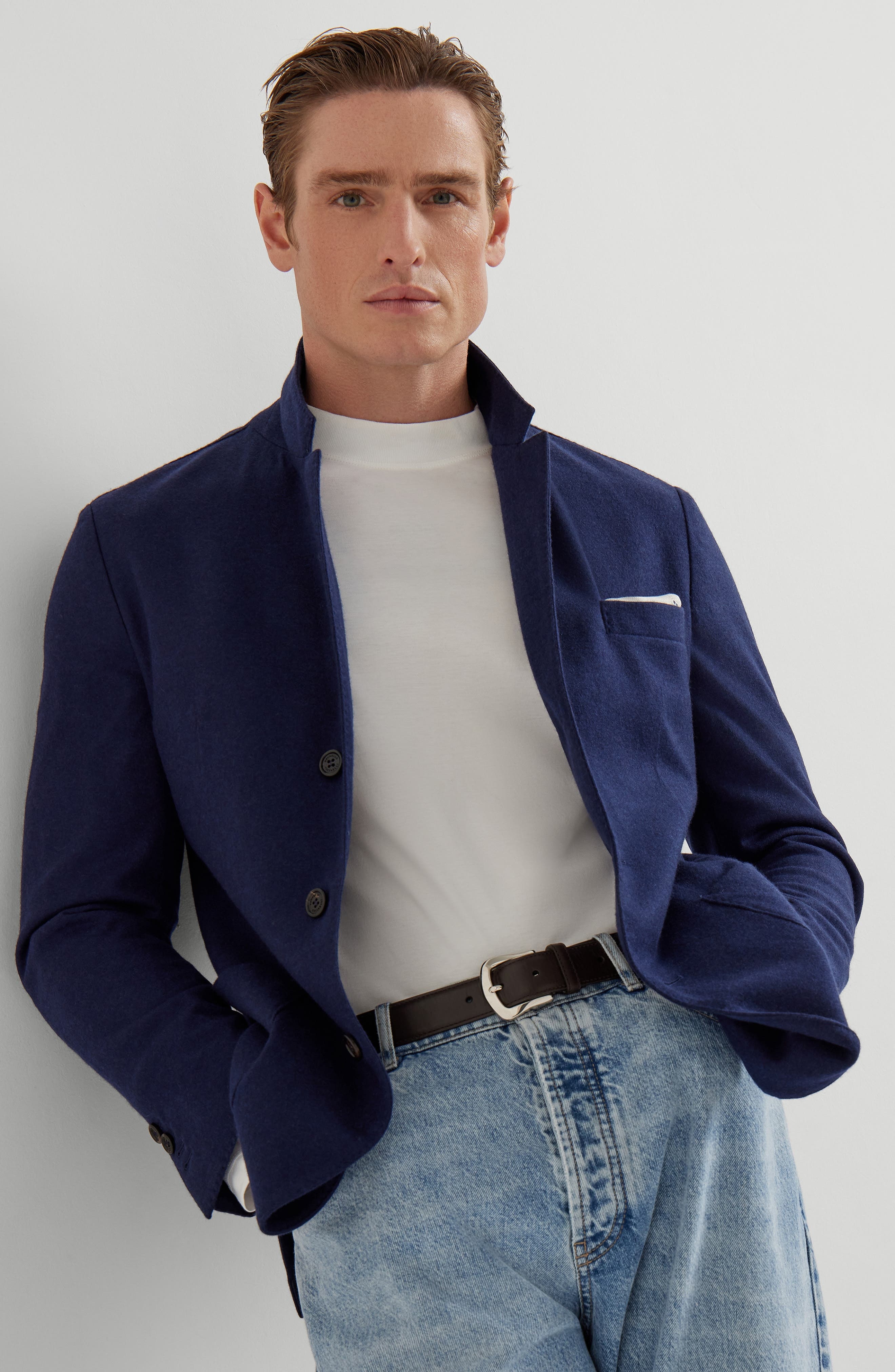 Brunello Cucinelli Cashmere jersey blazer in Blue at Nordstrom - 5