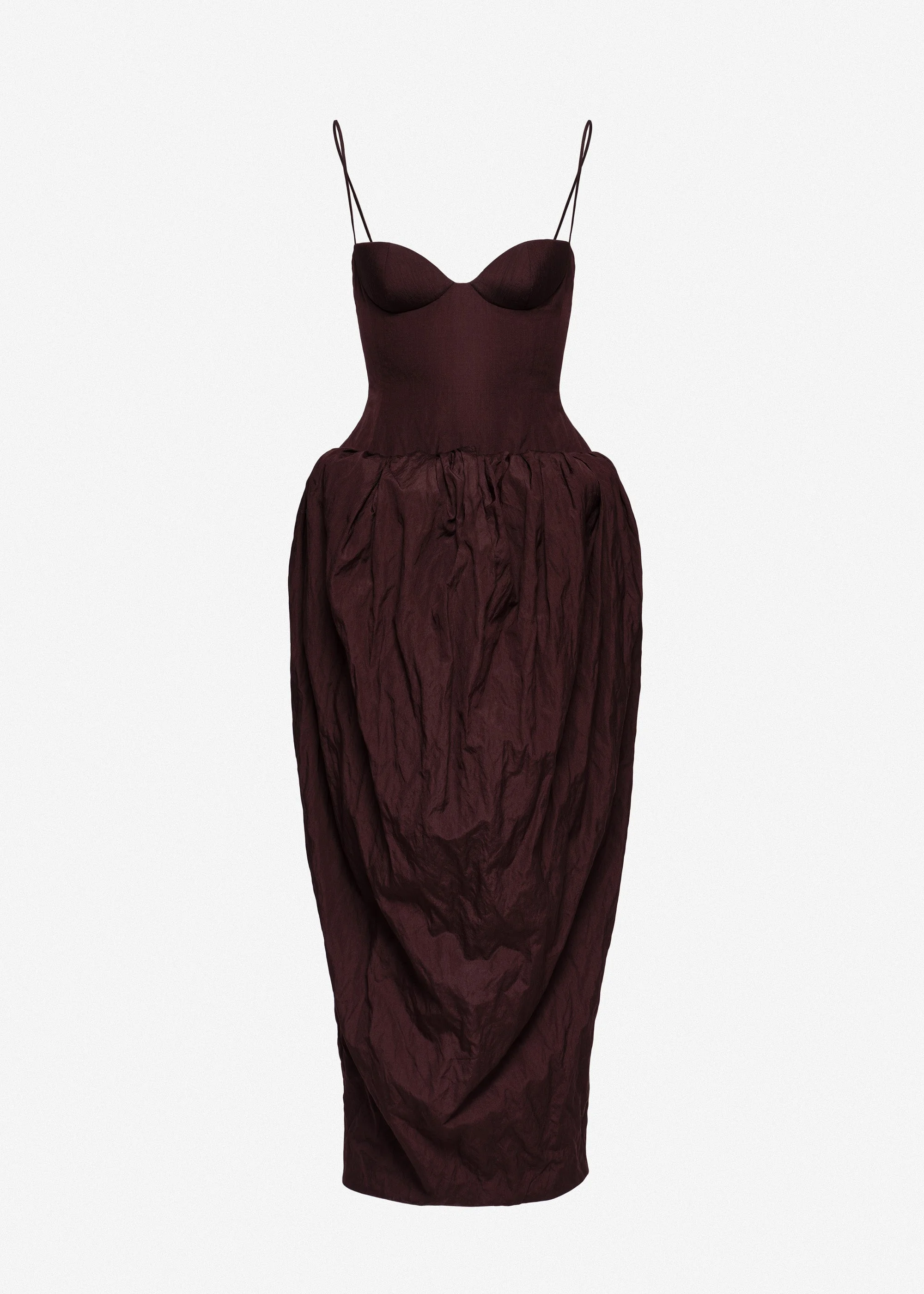 Bustier dress with voluminous skirt in brown - 1