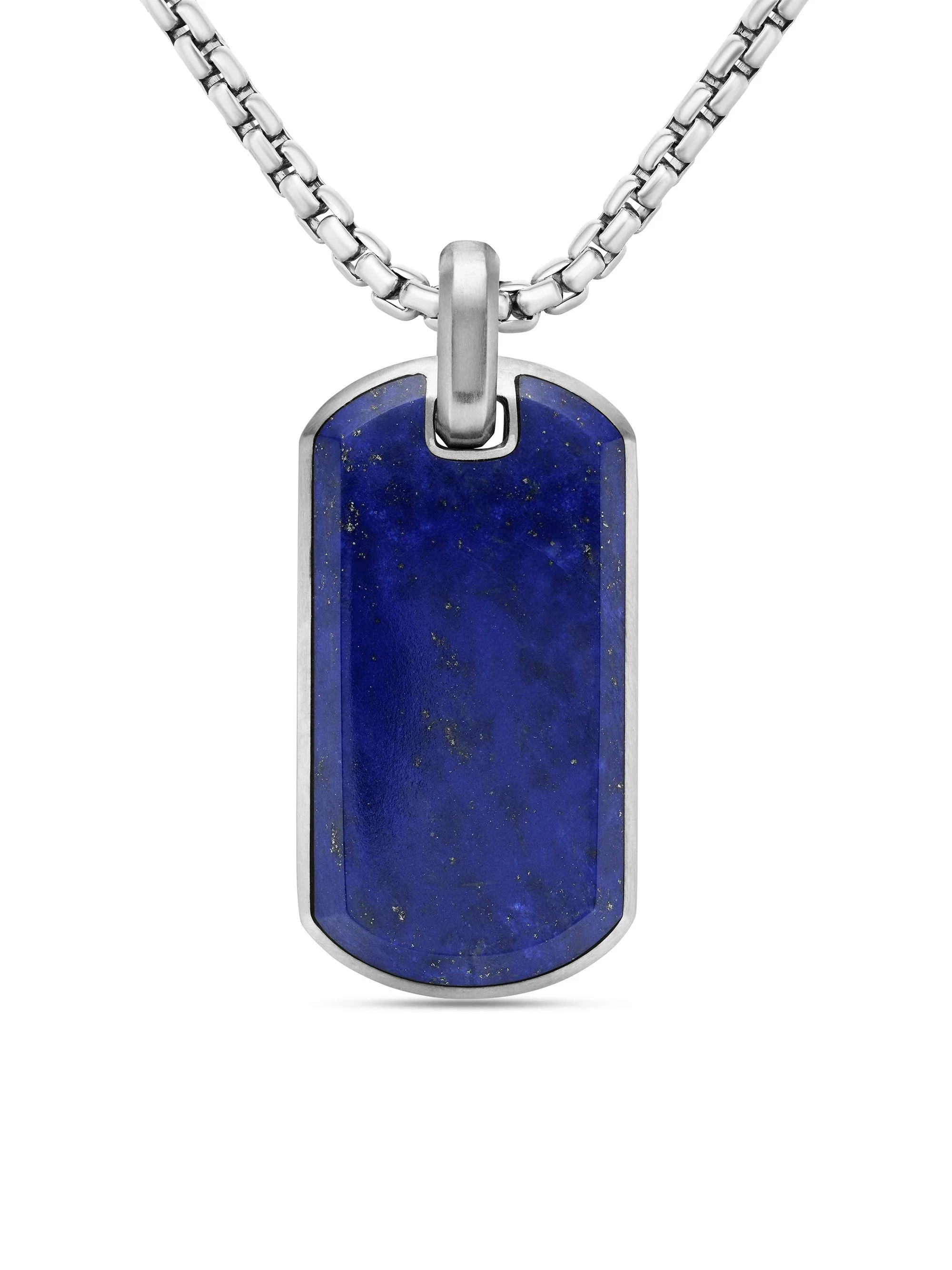 Men's Chevron Tag in Sterling Silver - Lapis Lazuli - 1