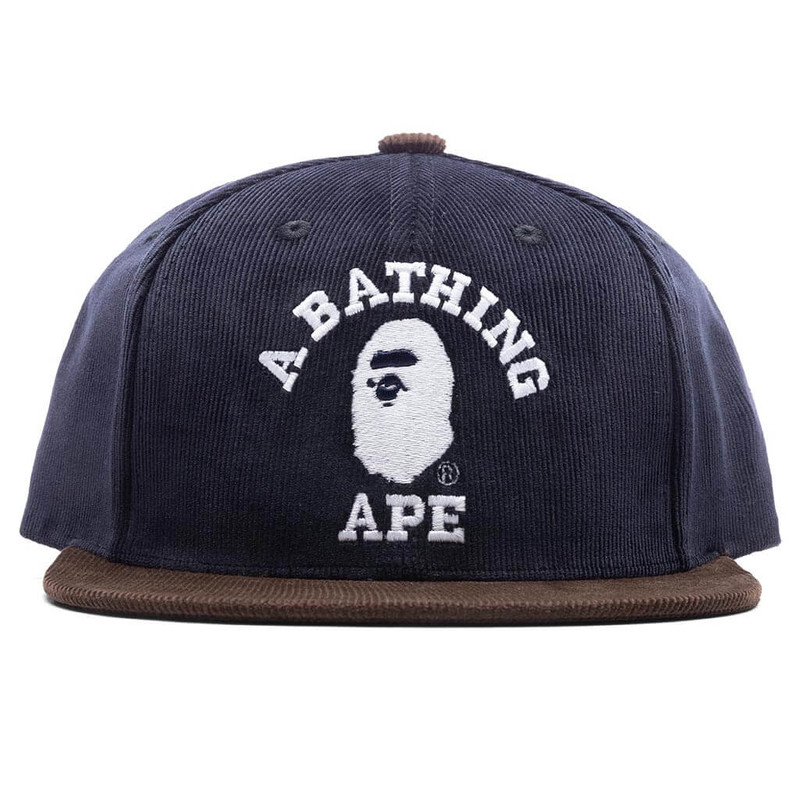 CORDUROY COLLEGE SNAP BACK CAP - NAVY - 1