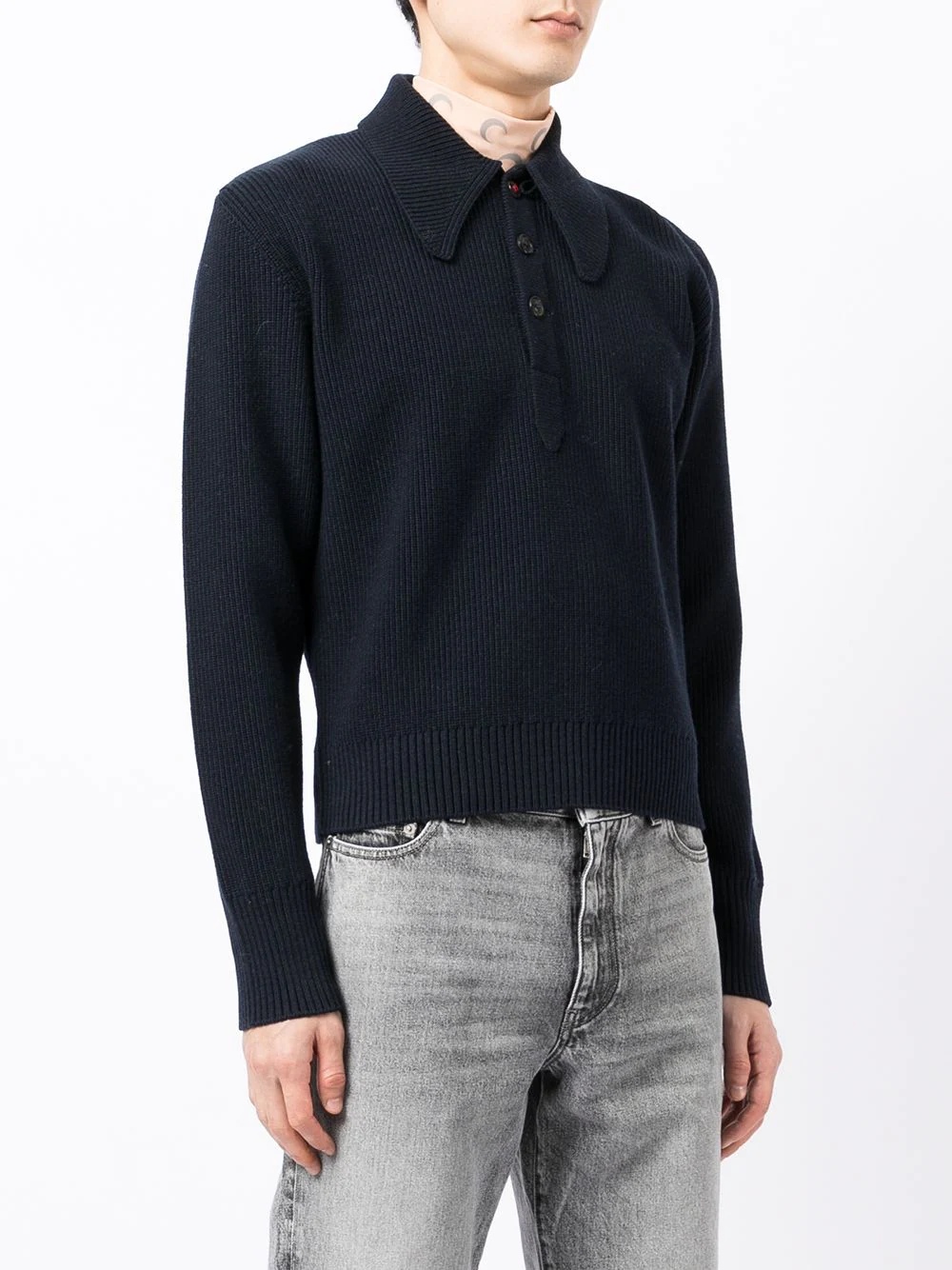 long-sleeve knitted polo shirt - 3