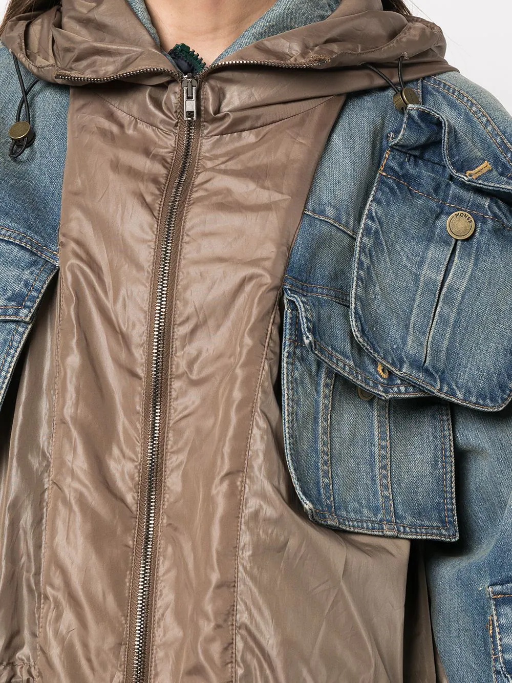 layered-look panelled midi coat - 5