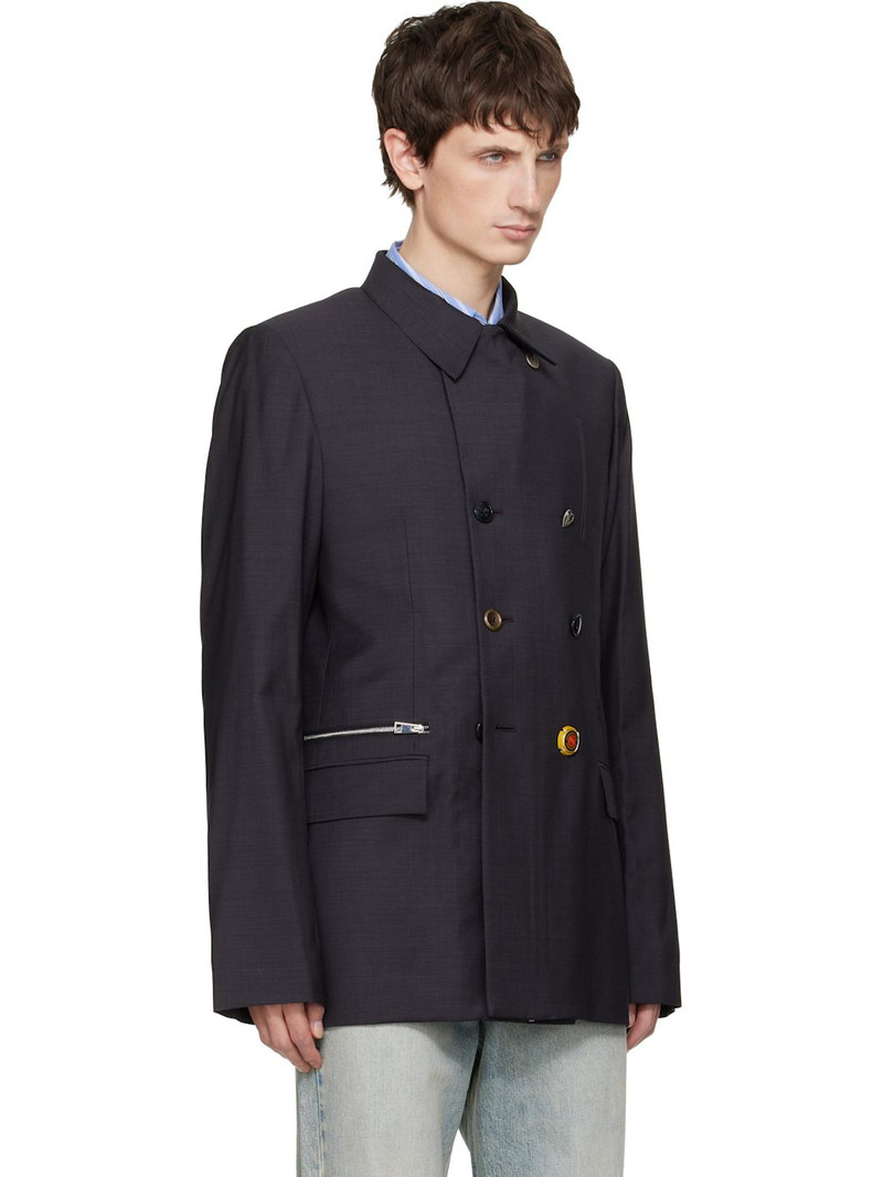 Black Double-Breasted Zip Blazer 2