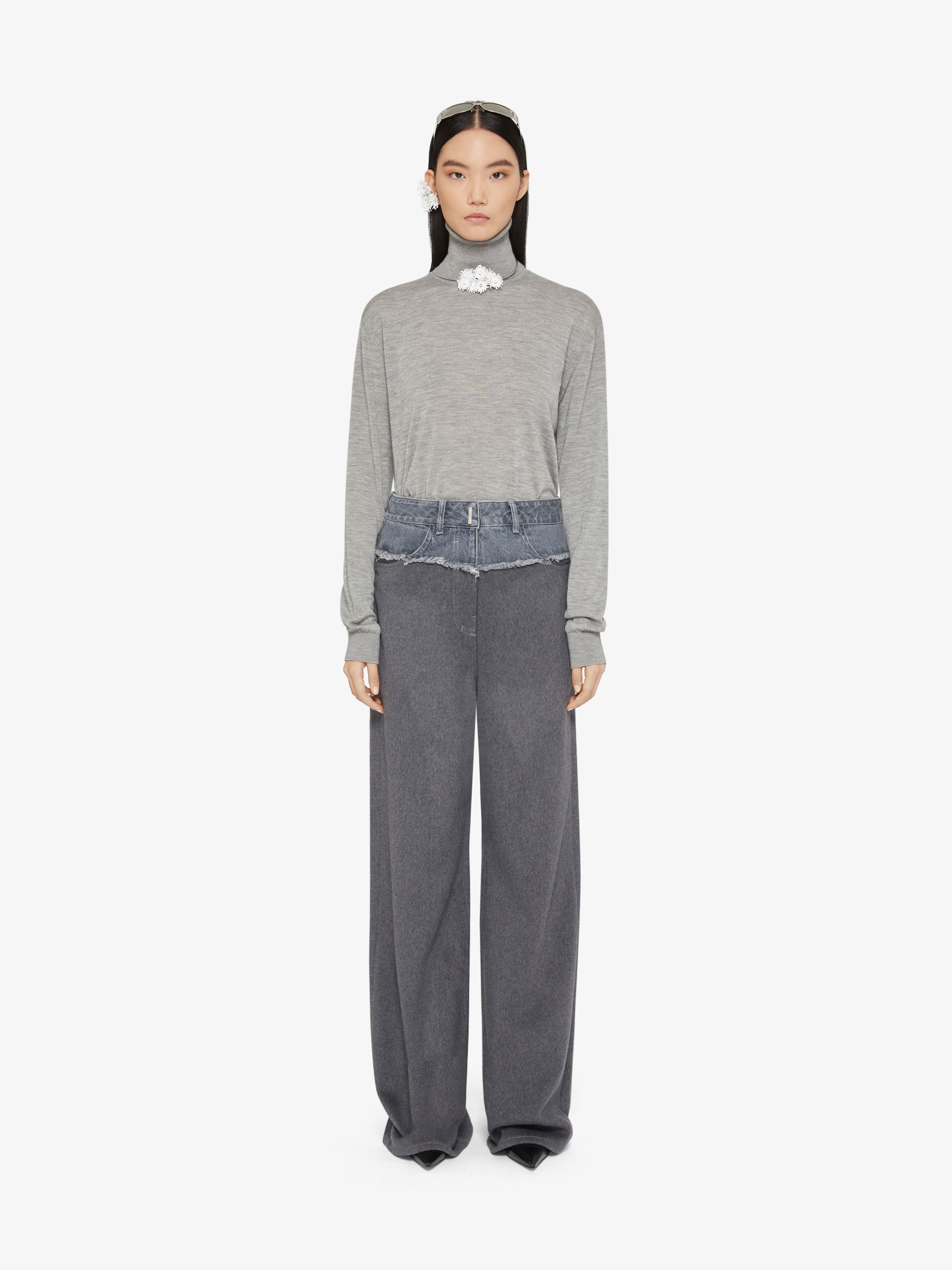 OVERSIZED JEANS IN MIXED DENIM AND FLANNEL - 2