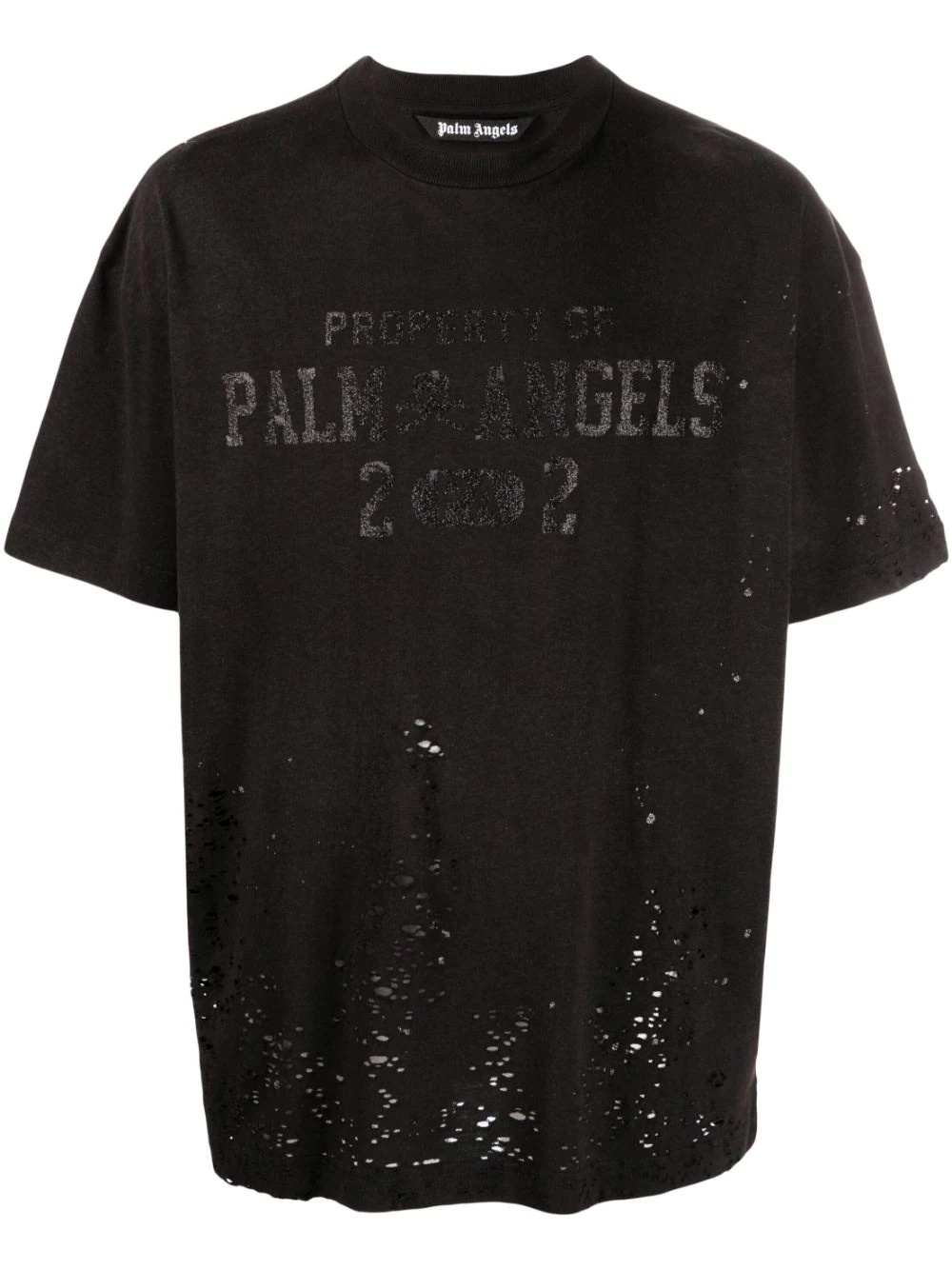 slogan-print distressed-effect T-shirt - 1