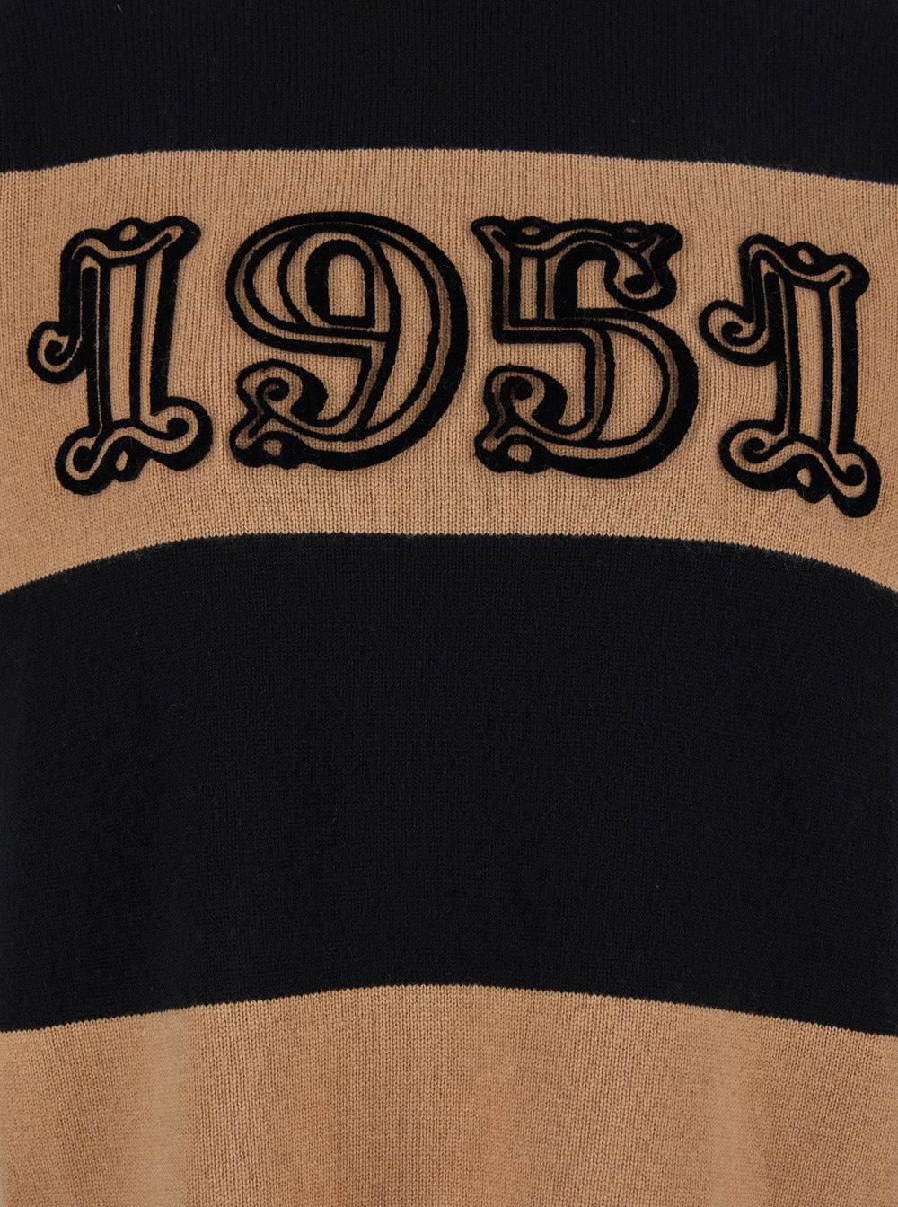Max Mara Women Beige And Black Sweater With 1951 Print In Wool And Cashmere Woman - 3