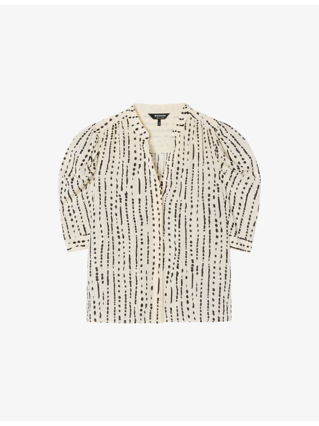 Dashed Spot Gathered Woven Blouse - 1