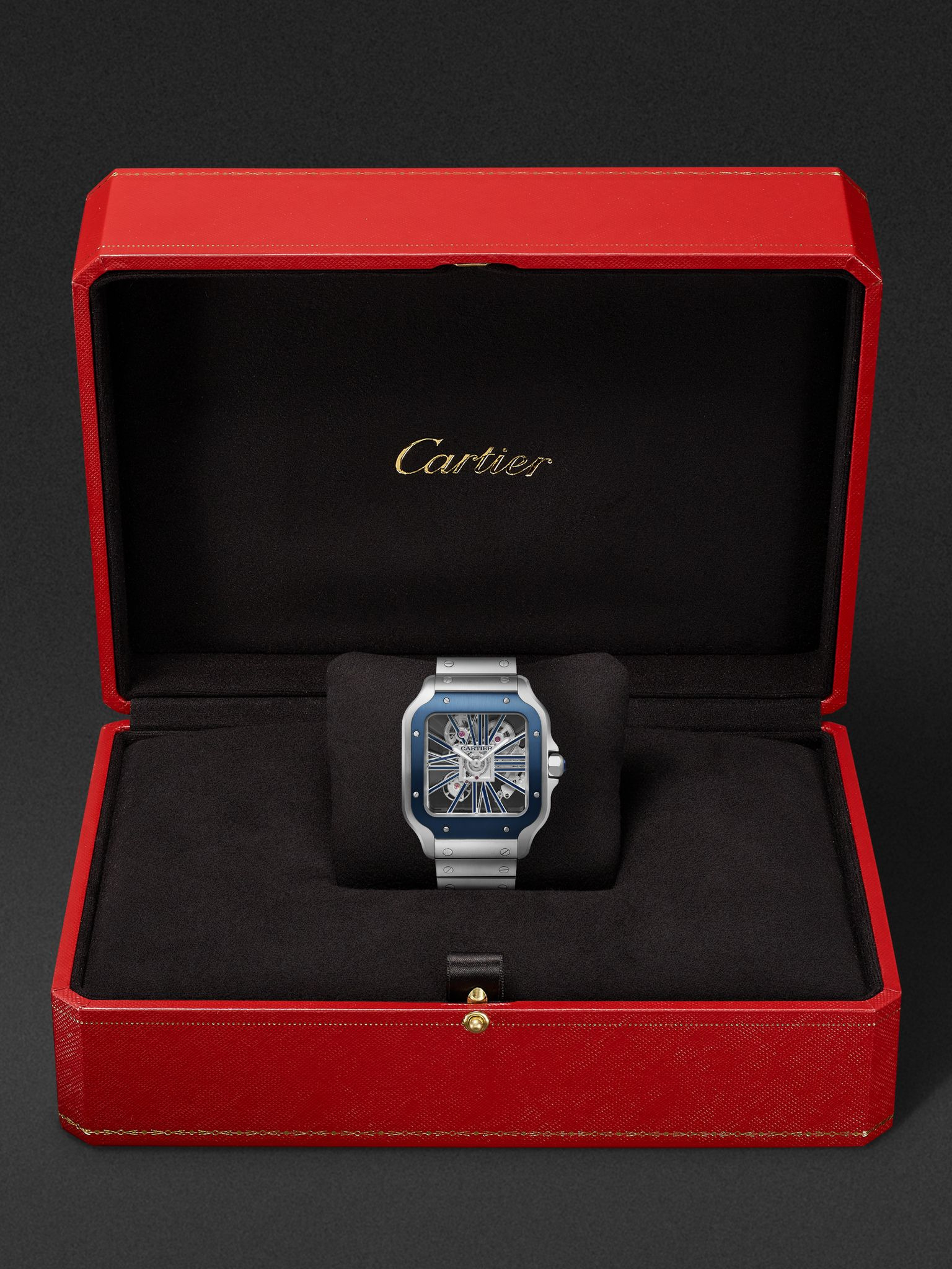 Santos de Cartier Limited Edition Hand-Wound Skeleton 39.8mm Interchangeable Steel and Rubber Watch, - 8