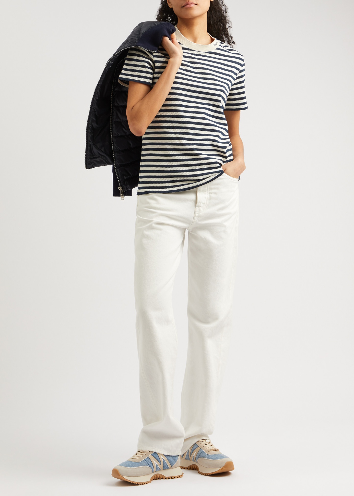 Striped pointelle-knit cotton T-shirt - 4