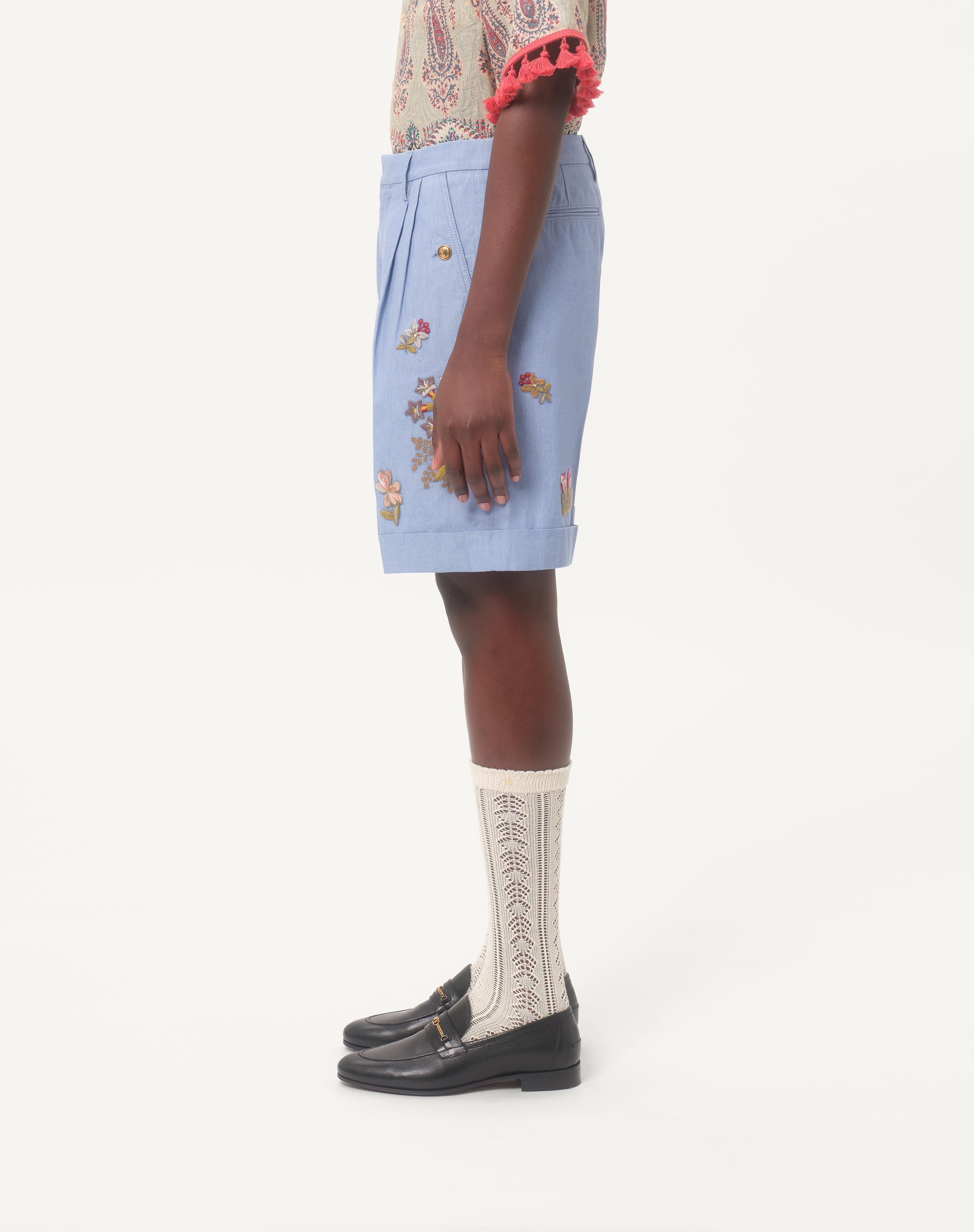 DENIM BERMUDA SHORTS WITH EMBROIDERY - 4