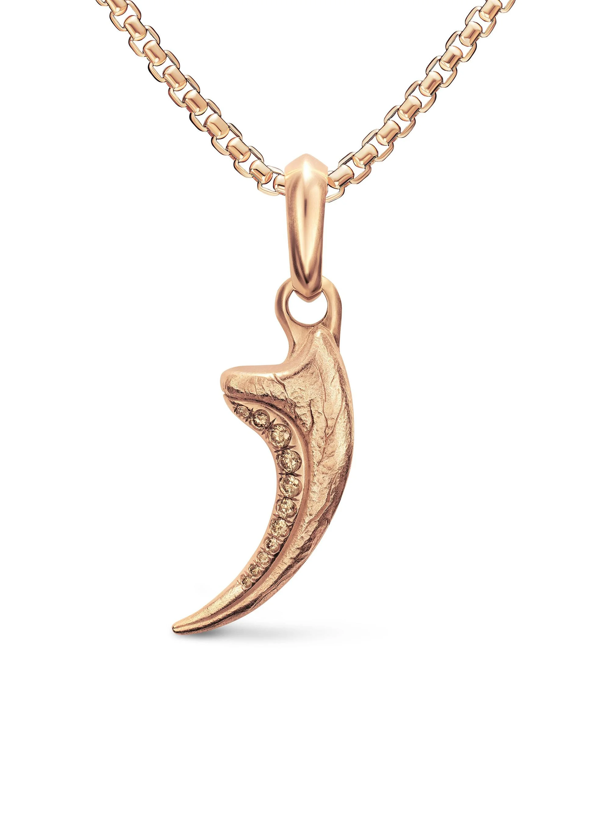 Men's Raptor Claw Amulet in 18K Rose Gold with Cognac Diamonds, 27.3MM - Cognac Diamond - 1
