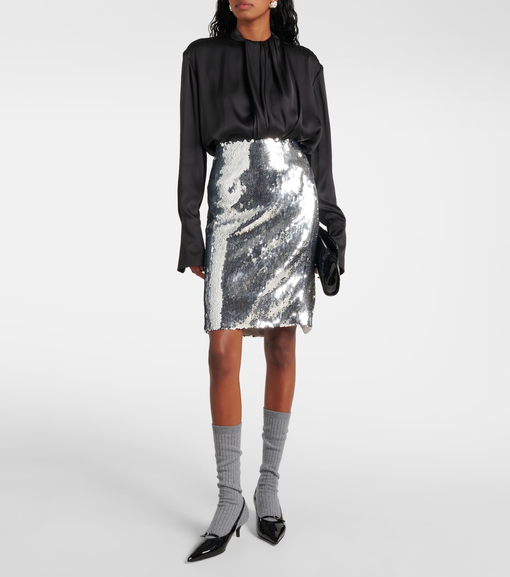 Patent leather slingback pumps with socks - 3