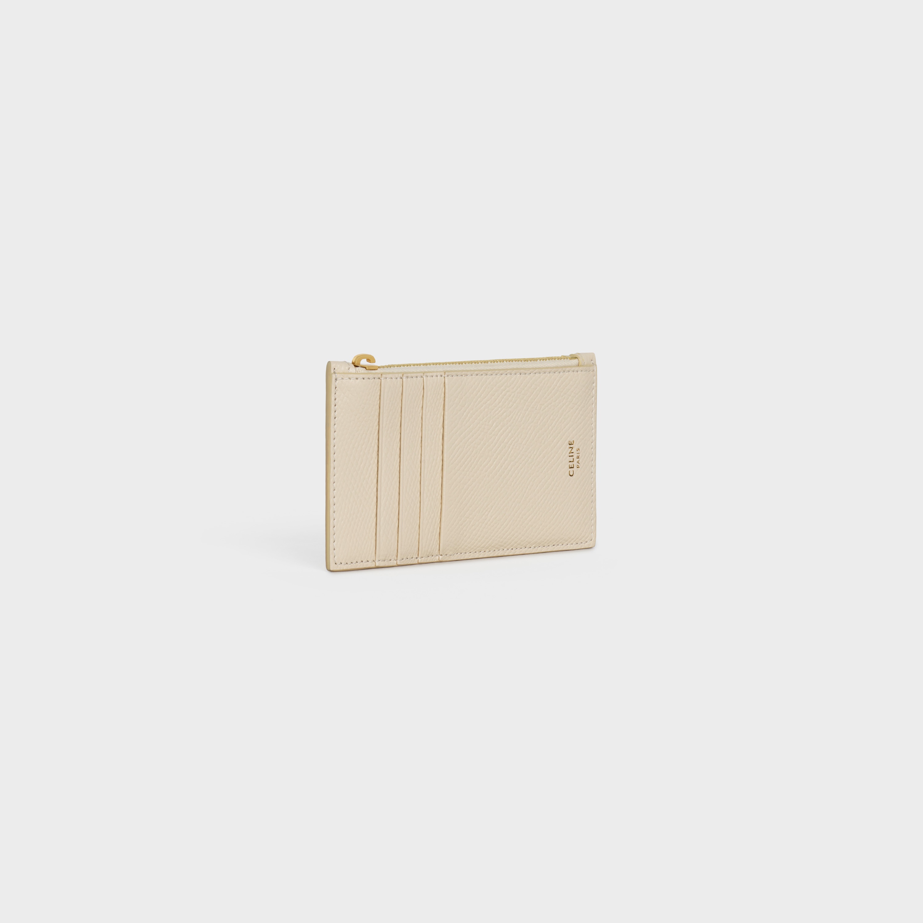 ZIPPED COMPACT CARD HOLDER IN GRAINED CALFSKIN - 5