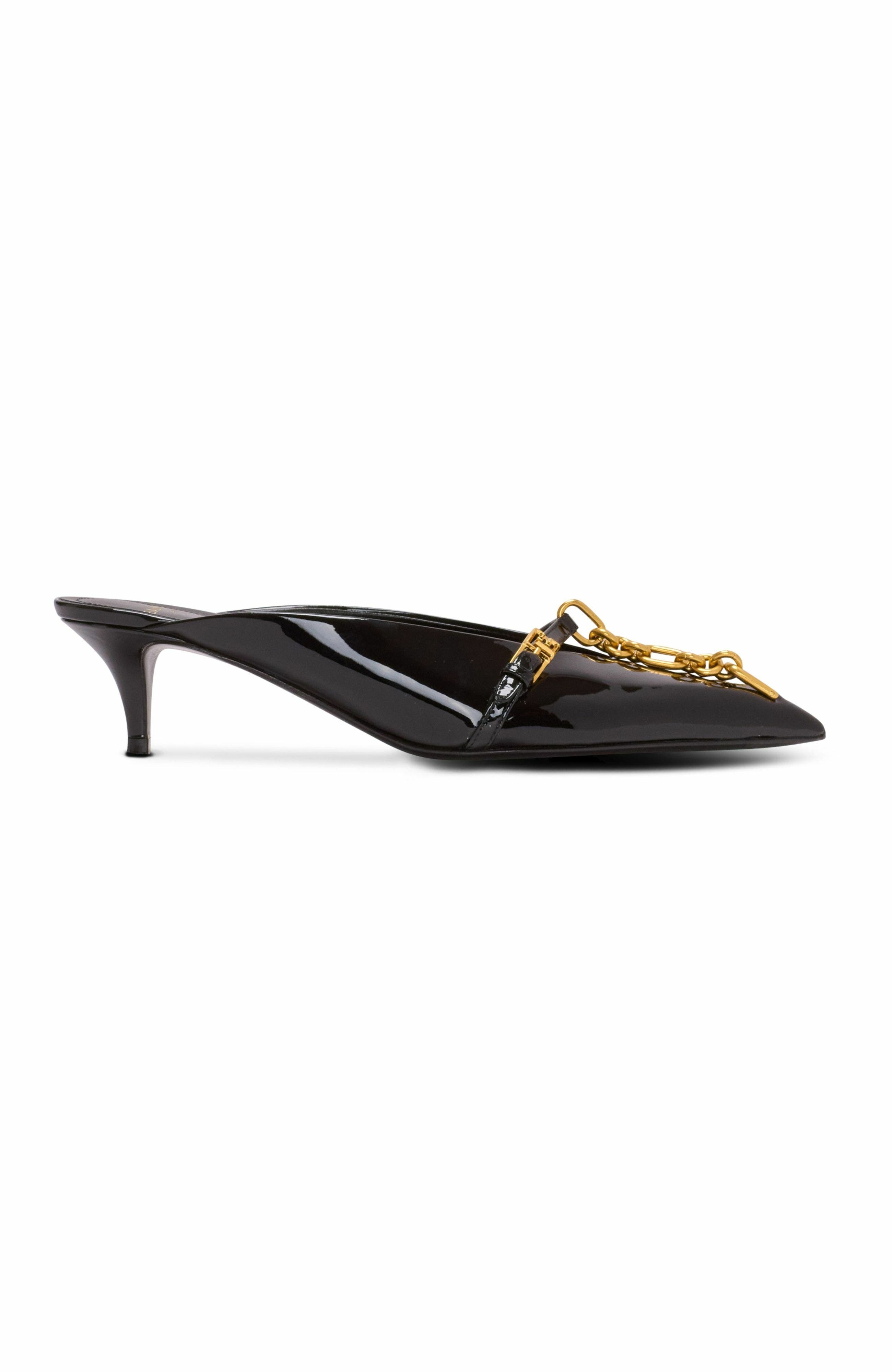 Balmain Sync patent leather mules with pointed toe in Black at Nordstrom - 4