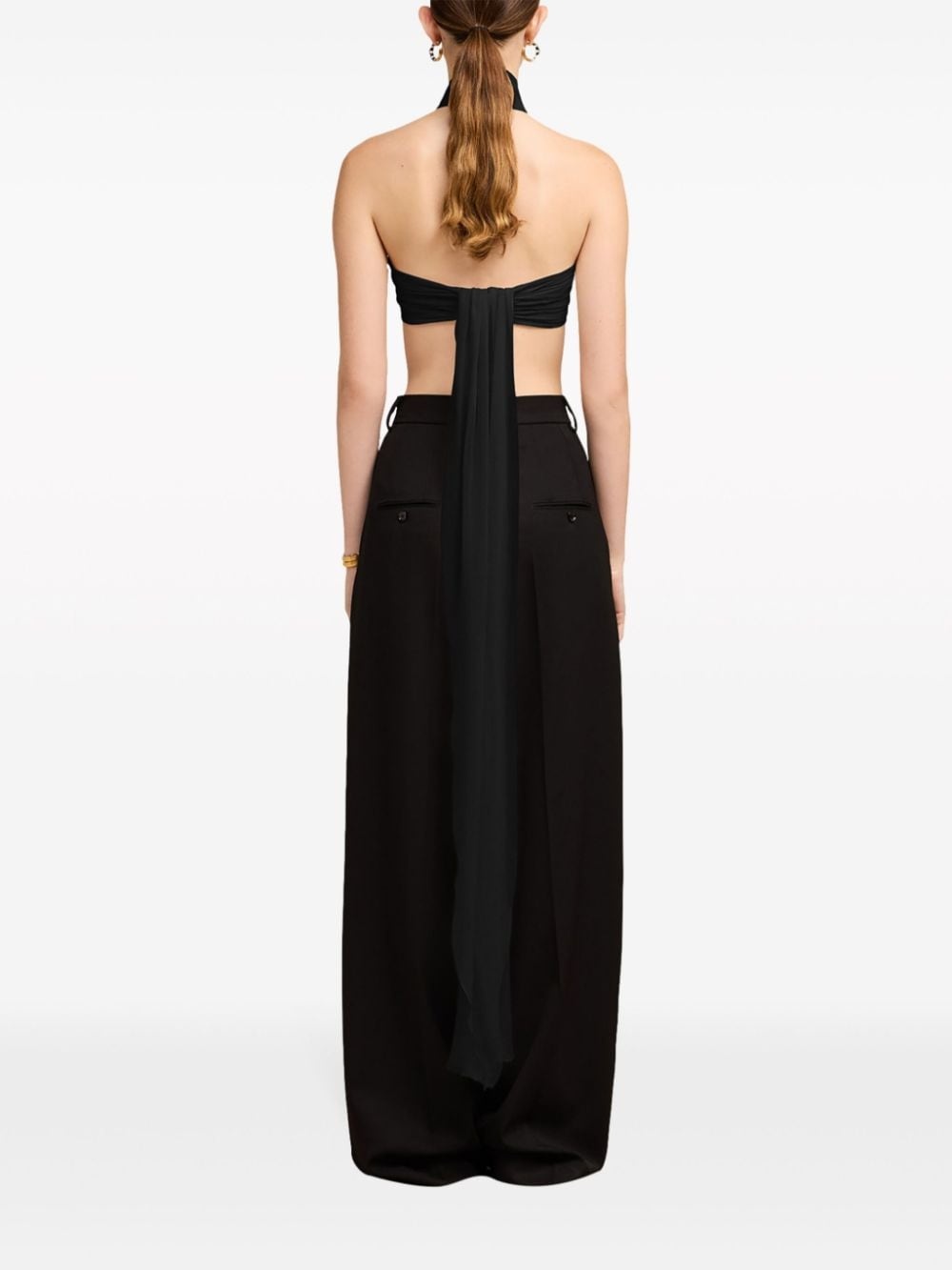 sash silk cropped top - 4