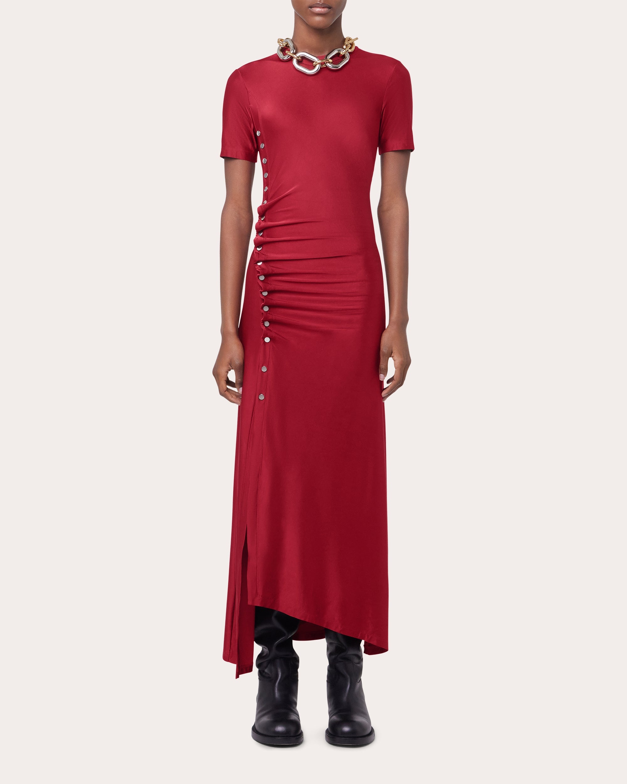 Jersey Asymmetric Drape Midi Dress - 2