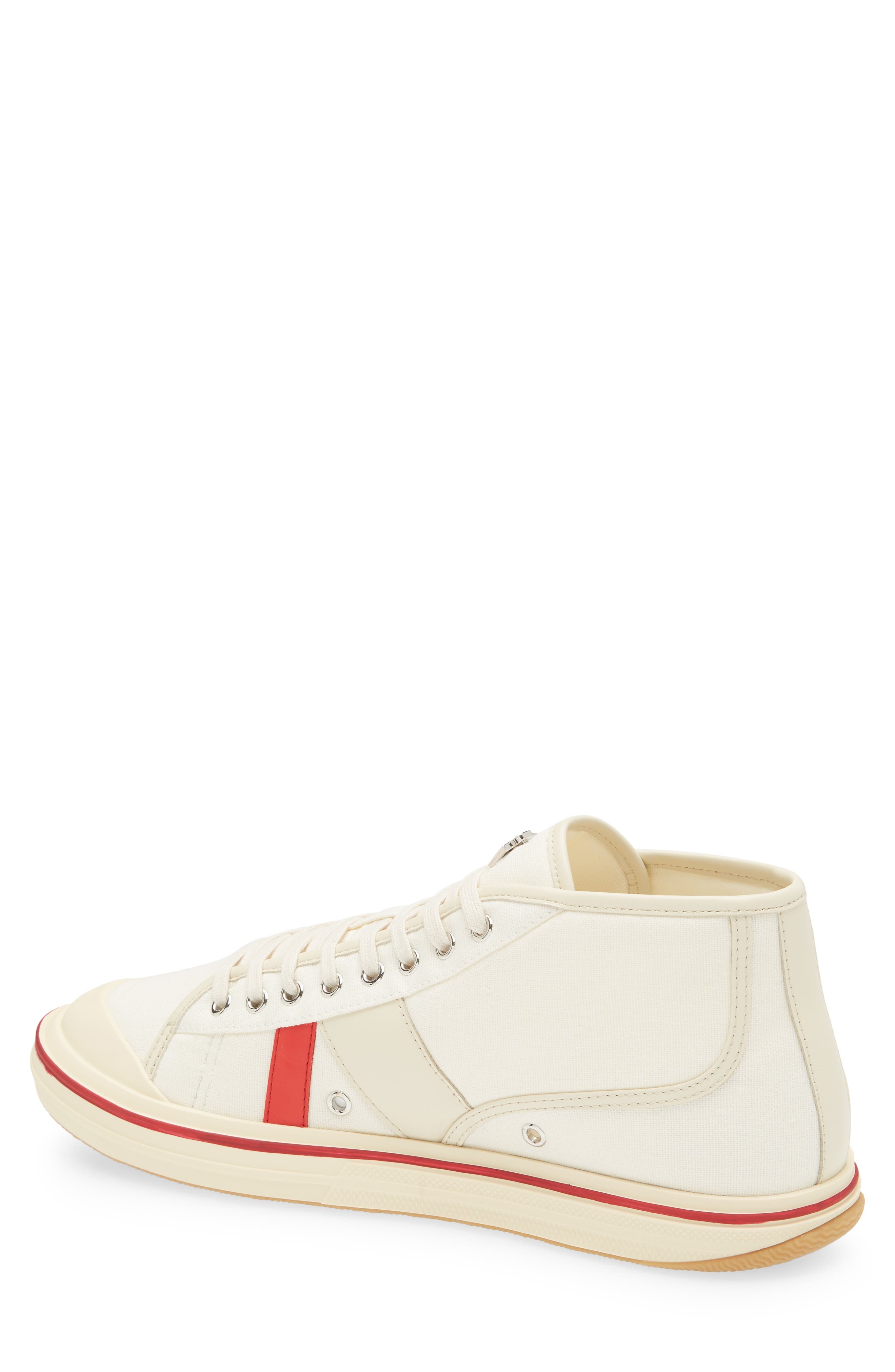 Bottega Veneta Eliot Mixed Media Mid Top Sneaker in 9642 White/Sea Salt at Nordstrom - 2