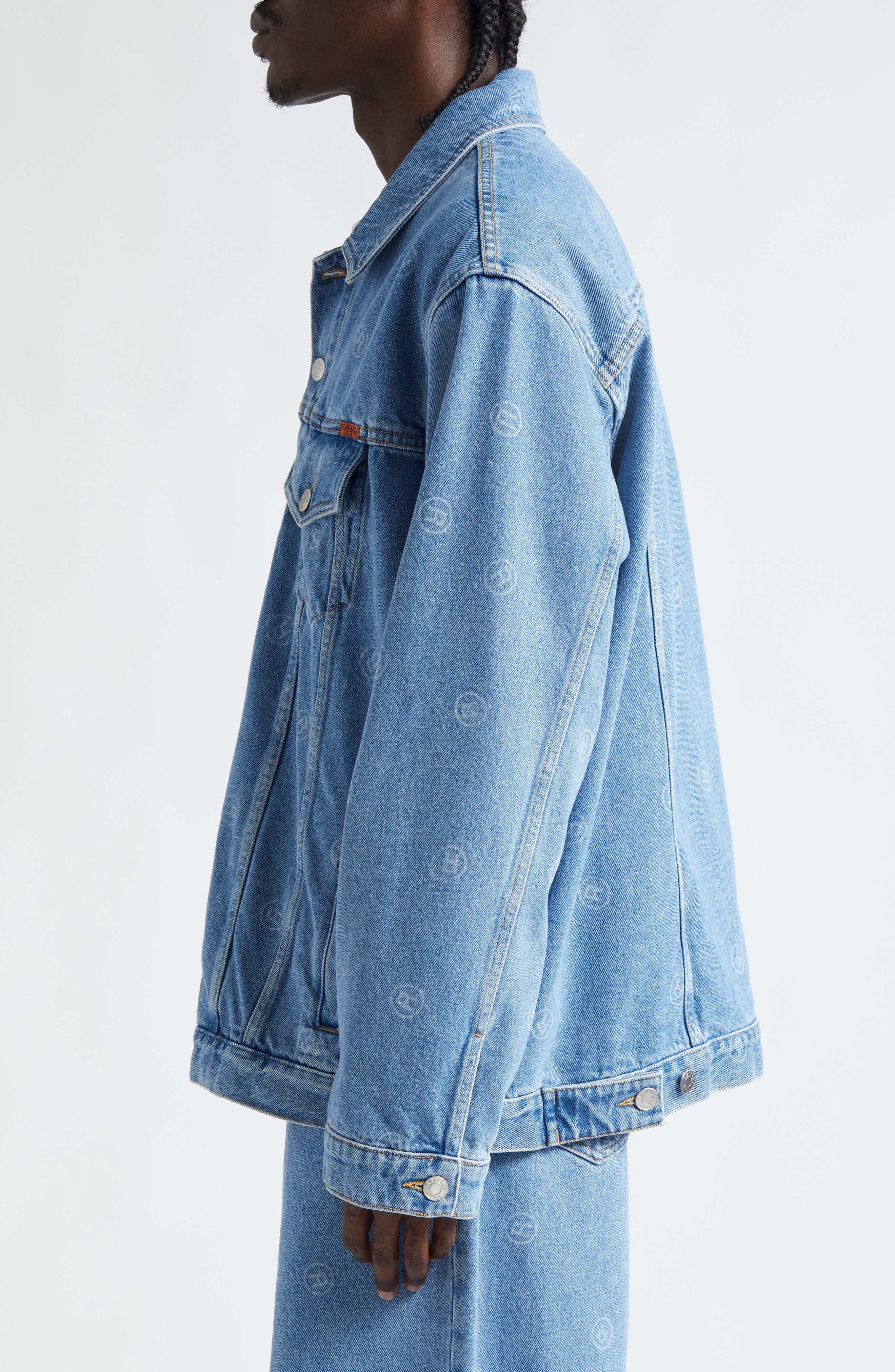 Martine Rose Oversize Denim Trucker Jacket in All Over Blue at Nordstrom - 4