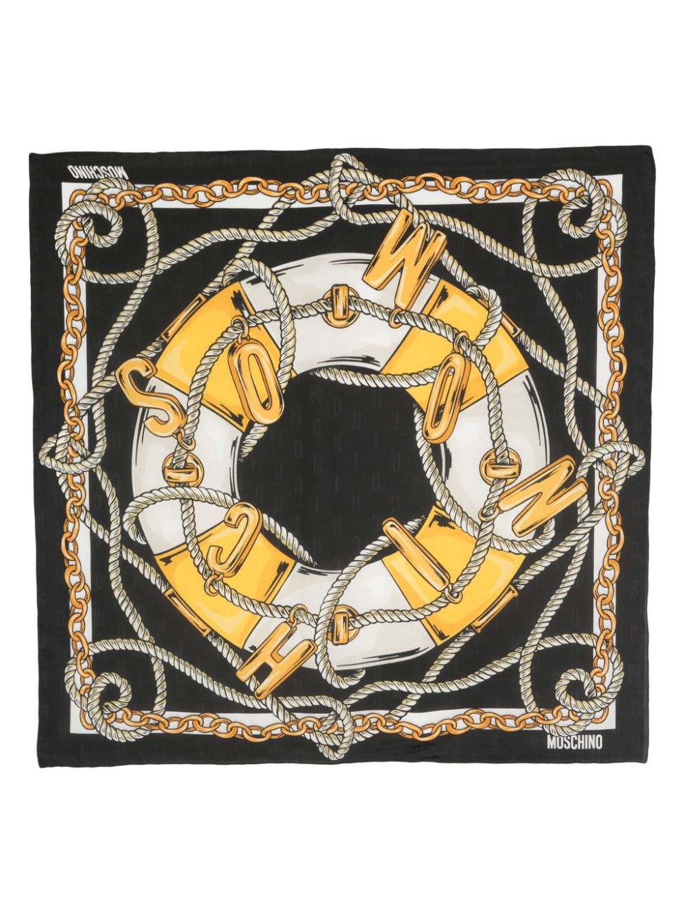 logo-jacquard silk scarf - 1