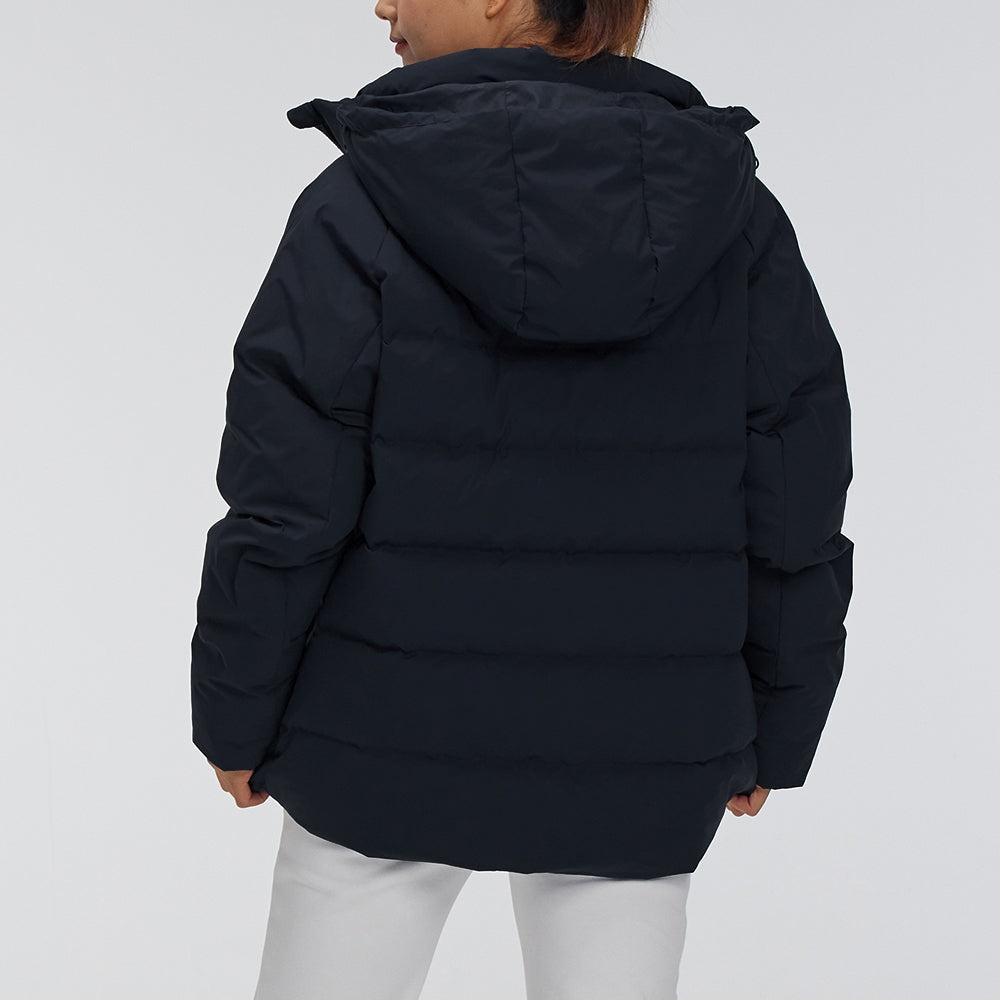 (WMNS) Under Armour Logo Training Hooded Down Jacket 'Black White' 21600801-001 - 5