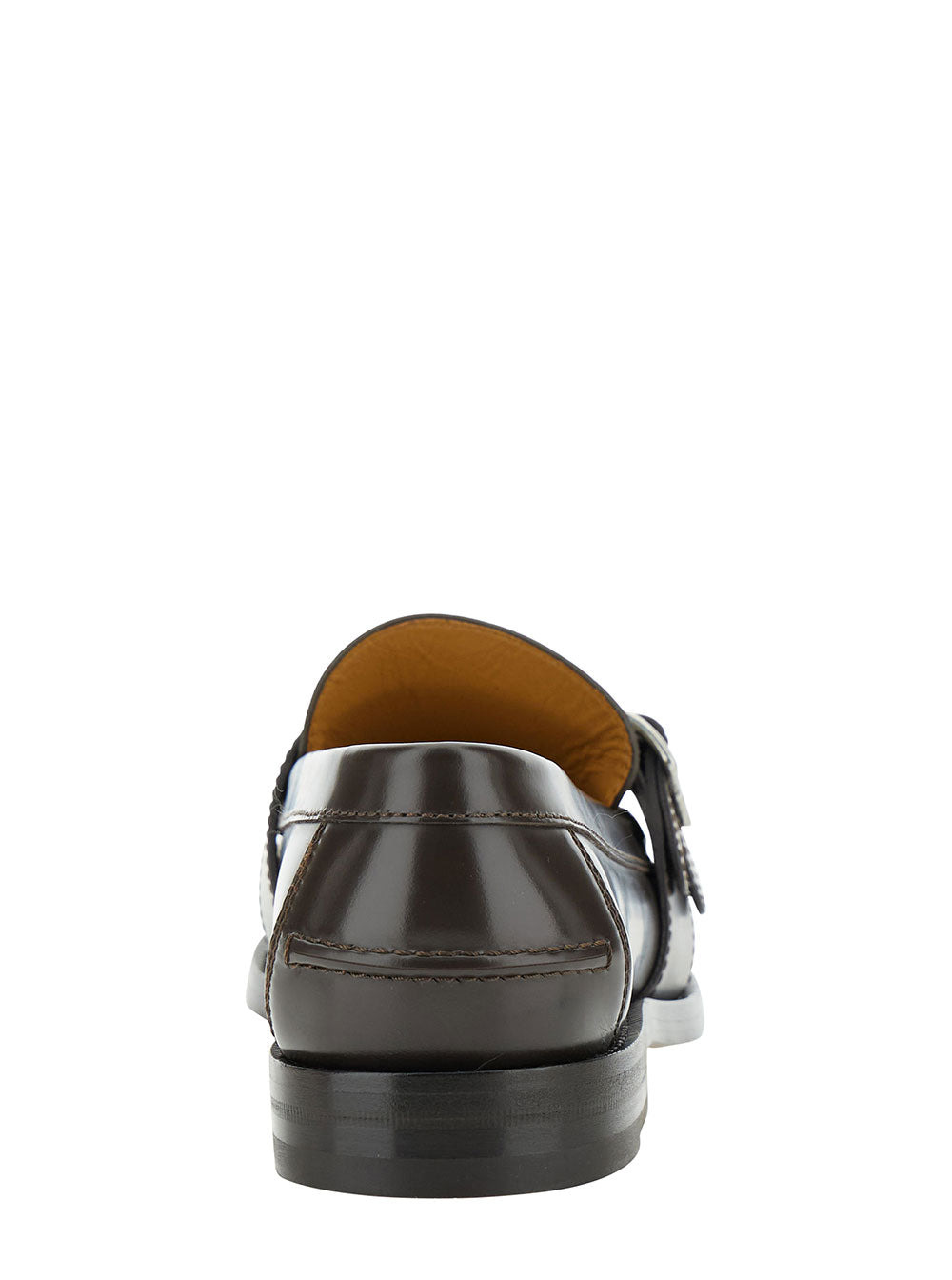 Gucci Men Beige And Ebony Loafers With Double Buckle In Leather And Gg Supreme Canvas Man - 4