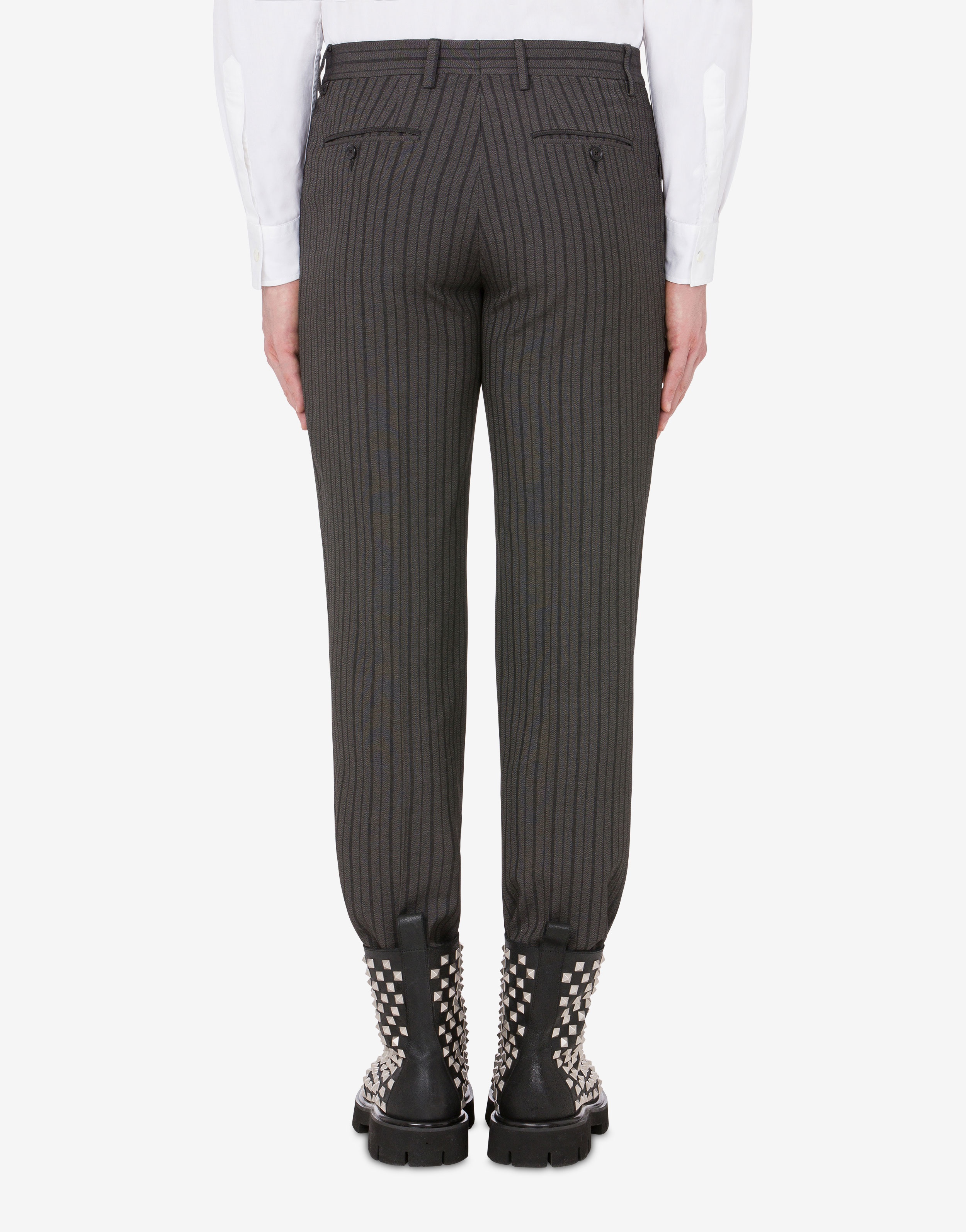 VISCOSE AND WOOL PINSTRIPE TROUSERS - 3