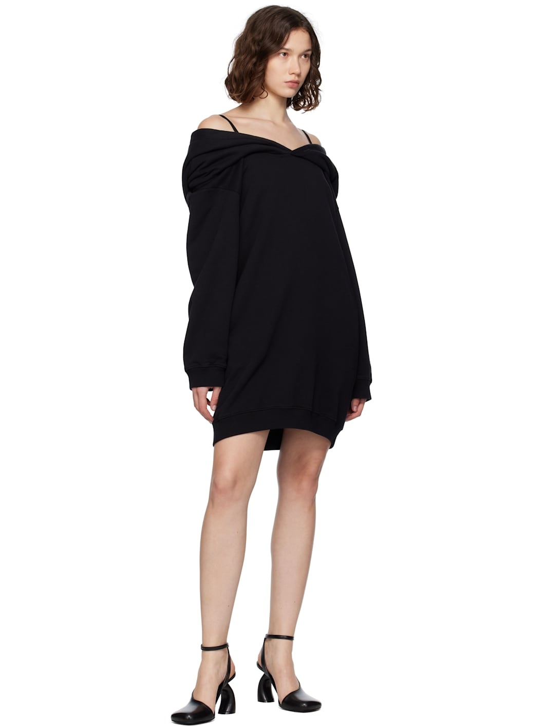 Black Sweatshirt Minidress - 4