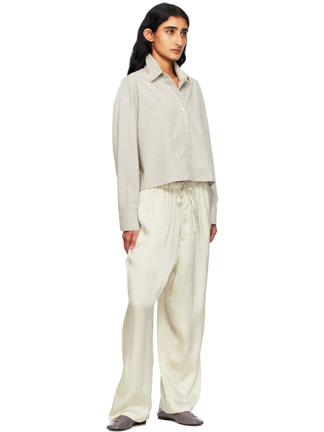 Beige Checked Classic Shirt - 4