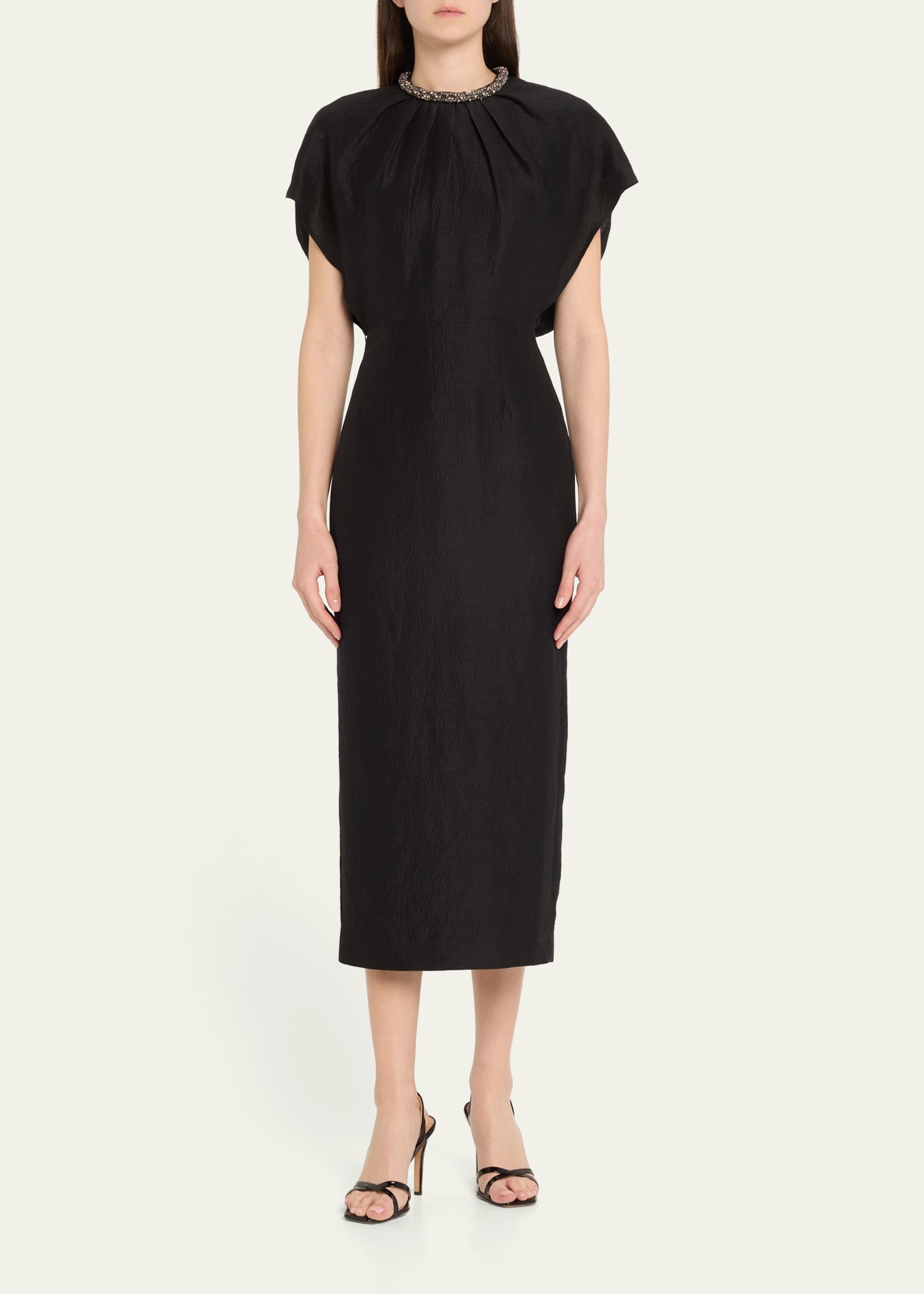 Diamante Neck Midi Dress - 2