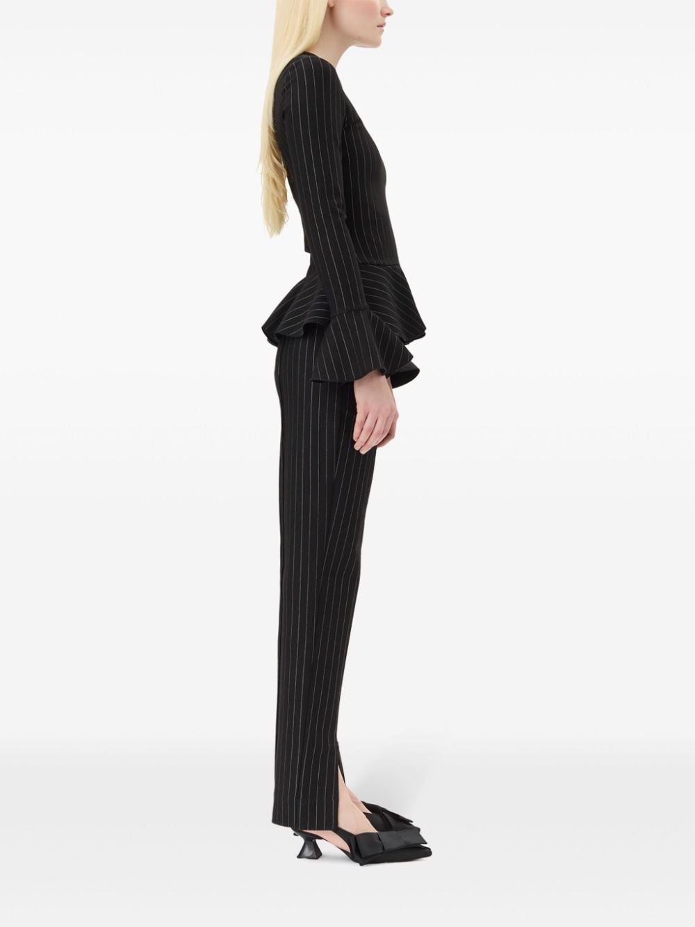 striped mid-rise trousers - 3