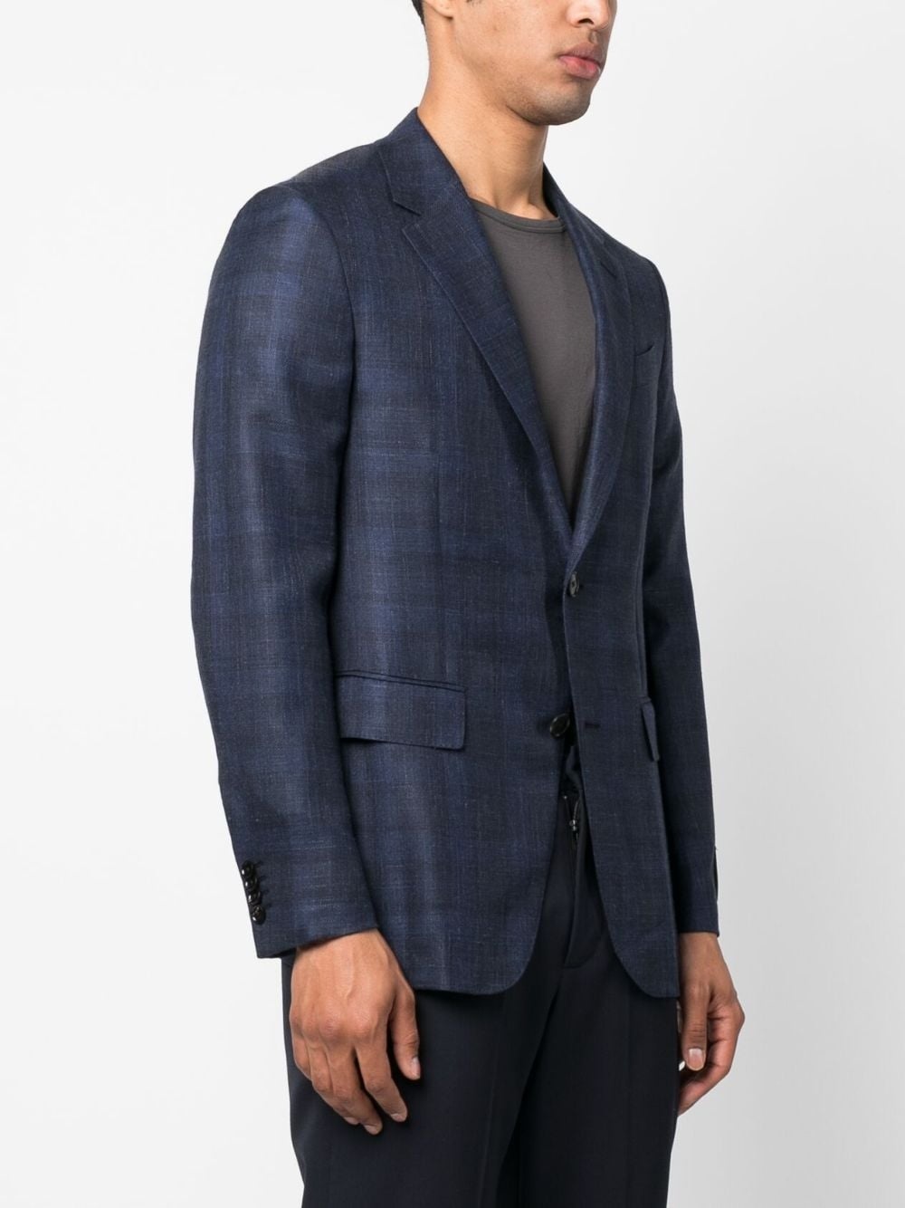 plaid-print single-breasted blazer - 3