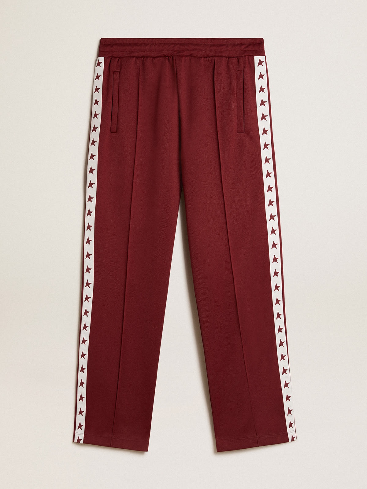 Golden Goose Men's burgundy joggers with stars on the sides