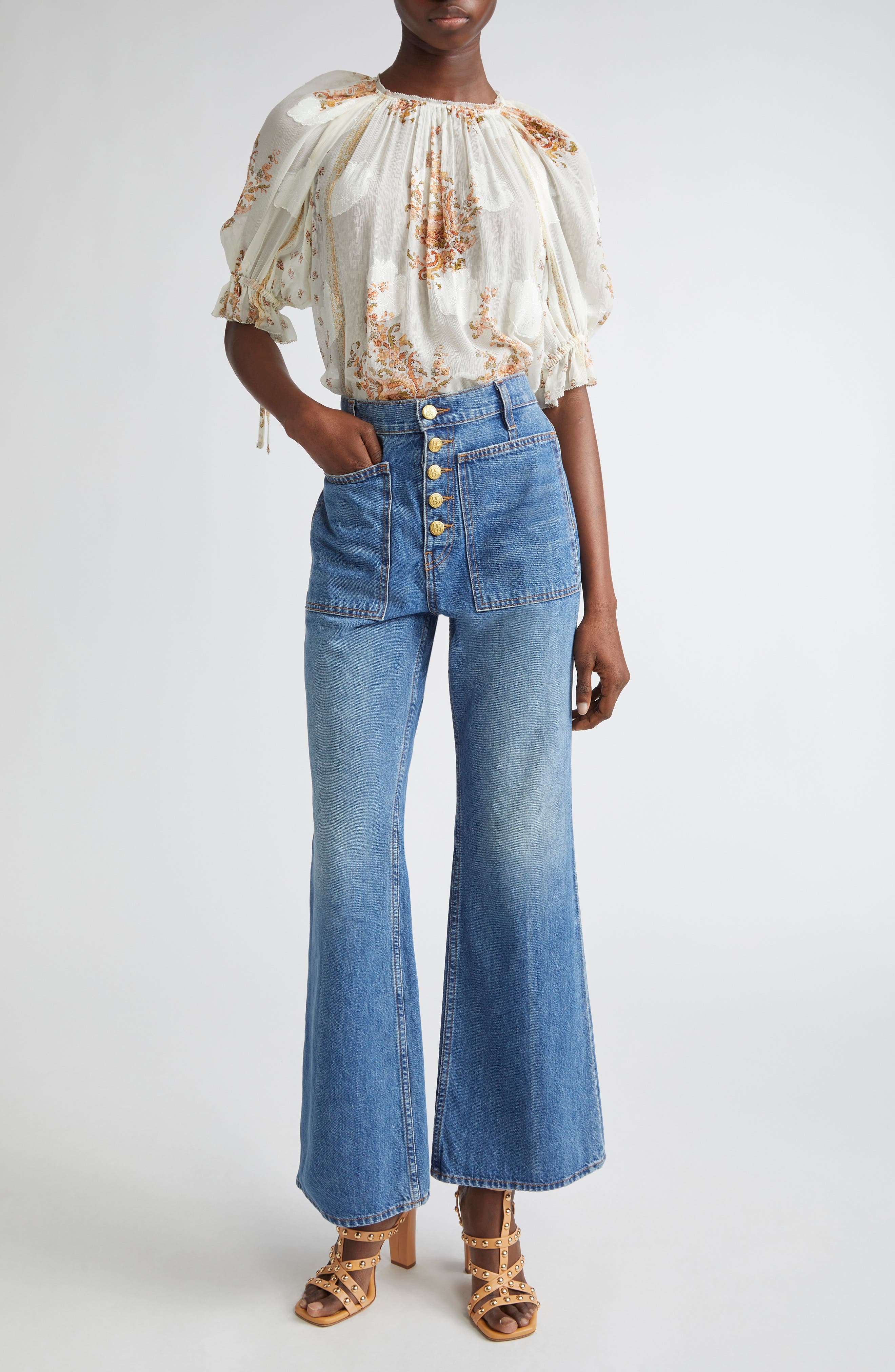 Ulla Johnson Pippa Floral Silk Blend Top in Alabaster at Nordstrom - 2