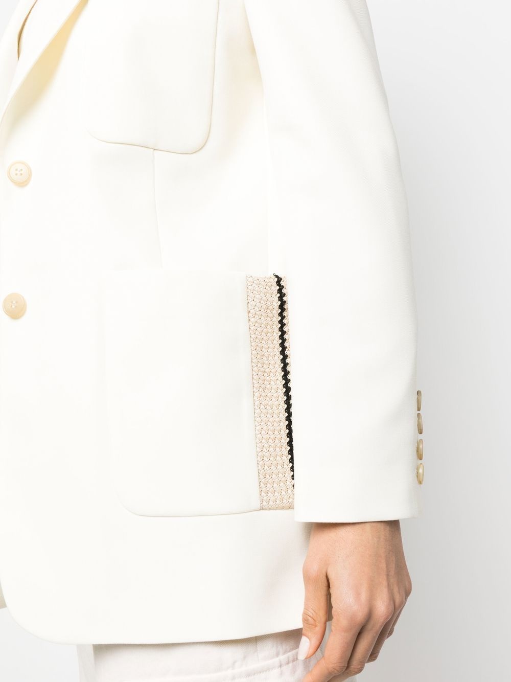 knitted tape-detail blazer - 5