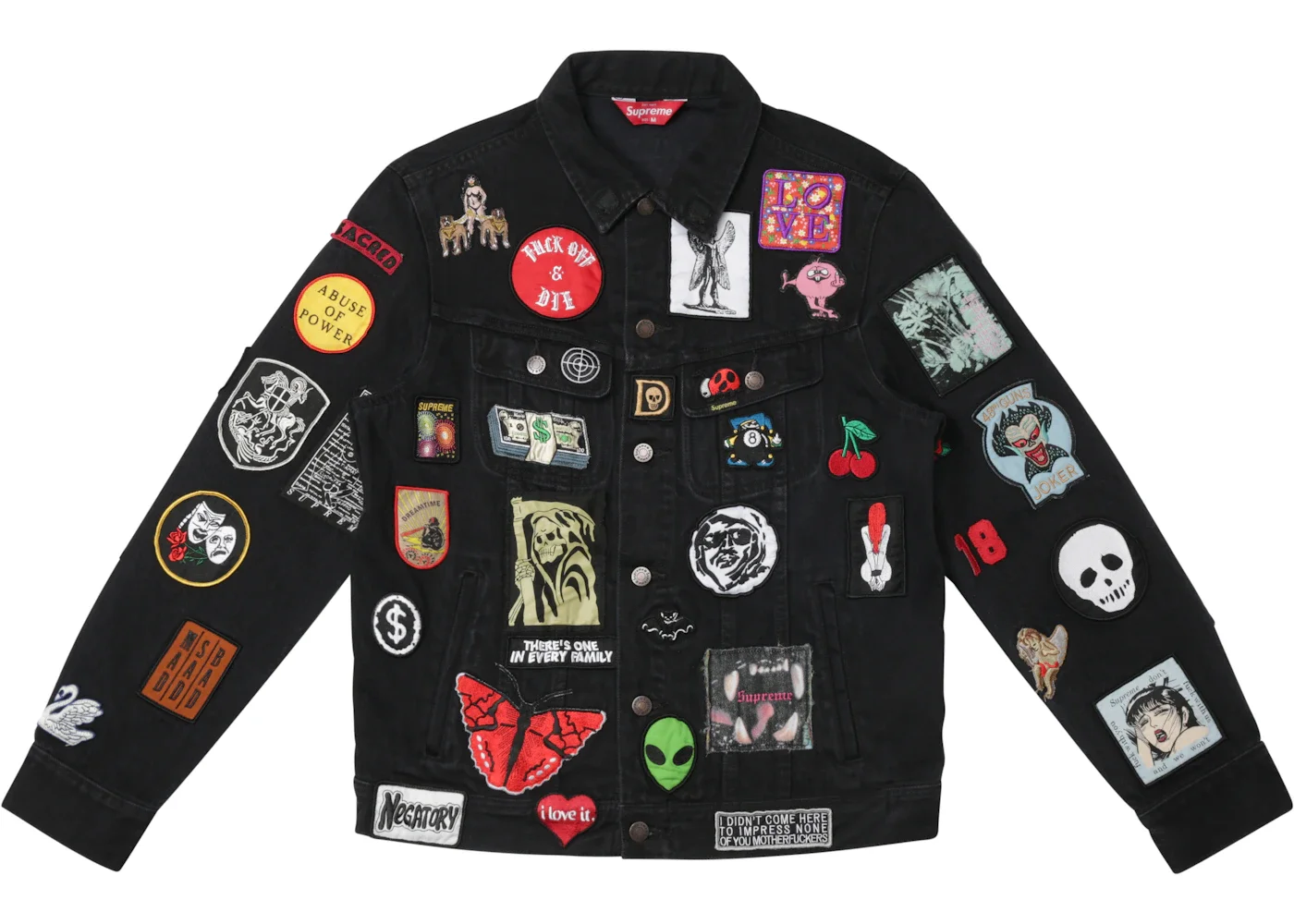 Supreme Patches Denim Trucker Jacket Black - 1