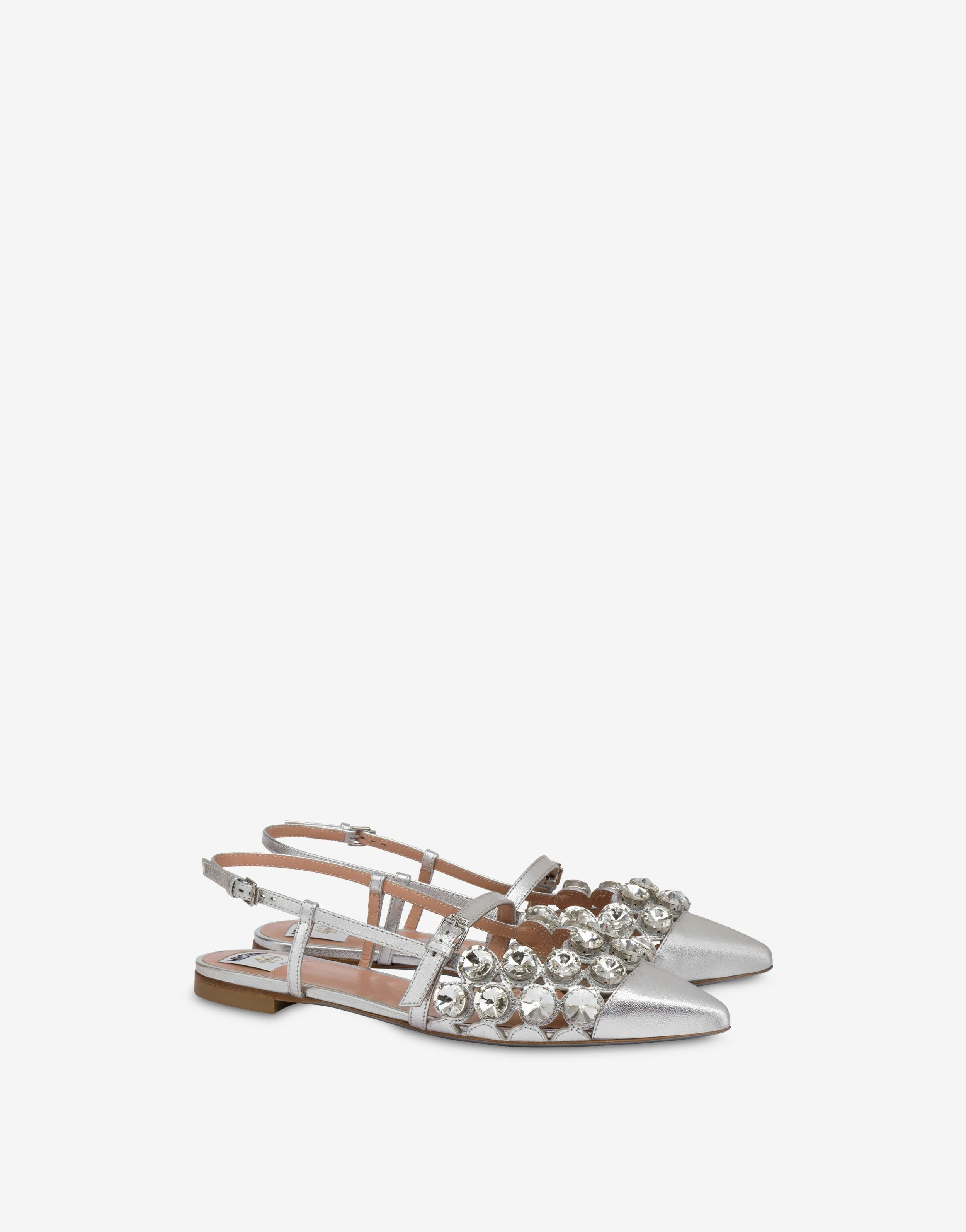 LAMINATED SLINGBACK BALLET FLATS WITH JEWEL STONES - 1