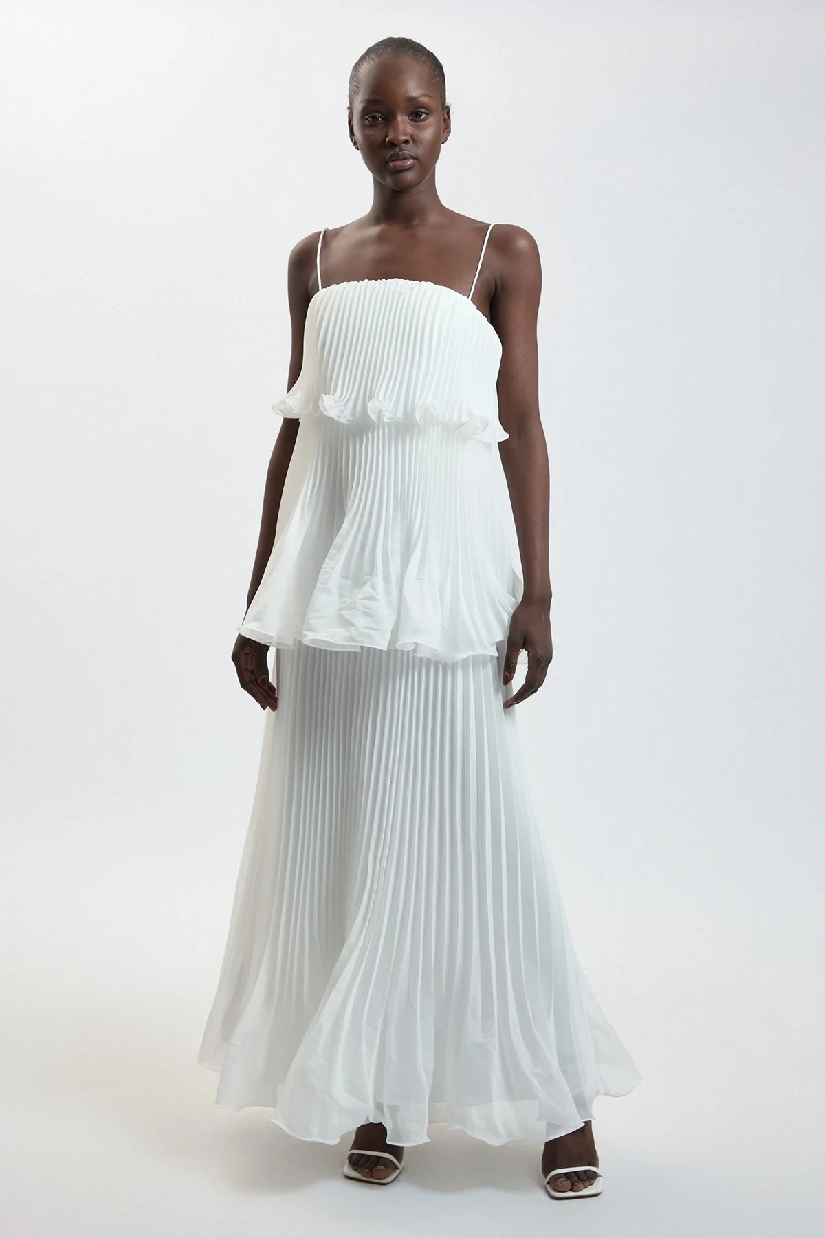 Pleated Organdie Woven Maxi Dress - 1