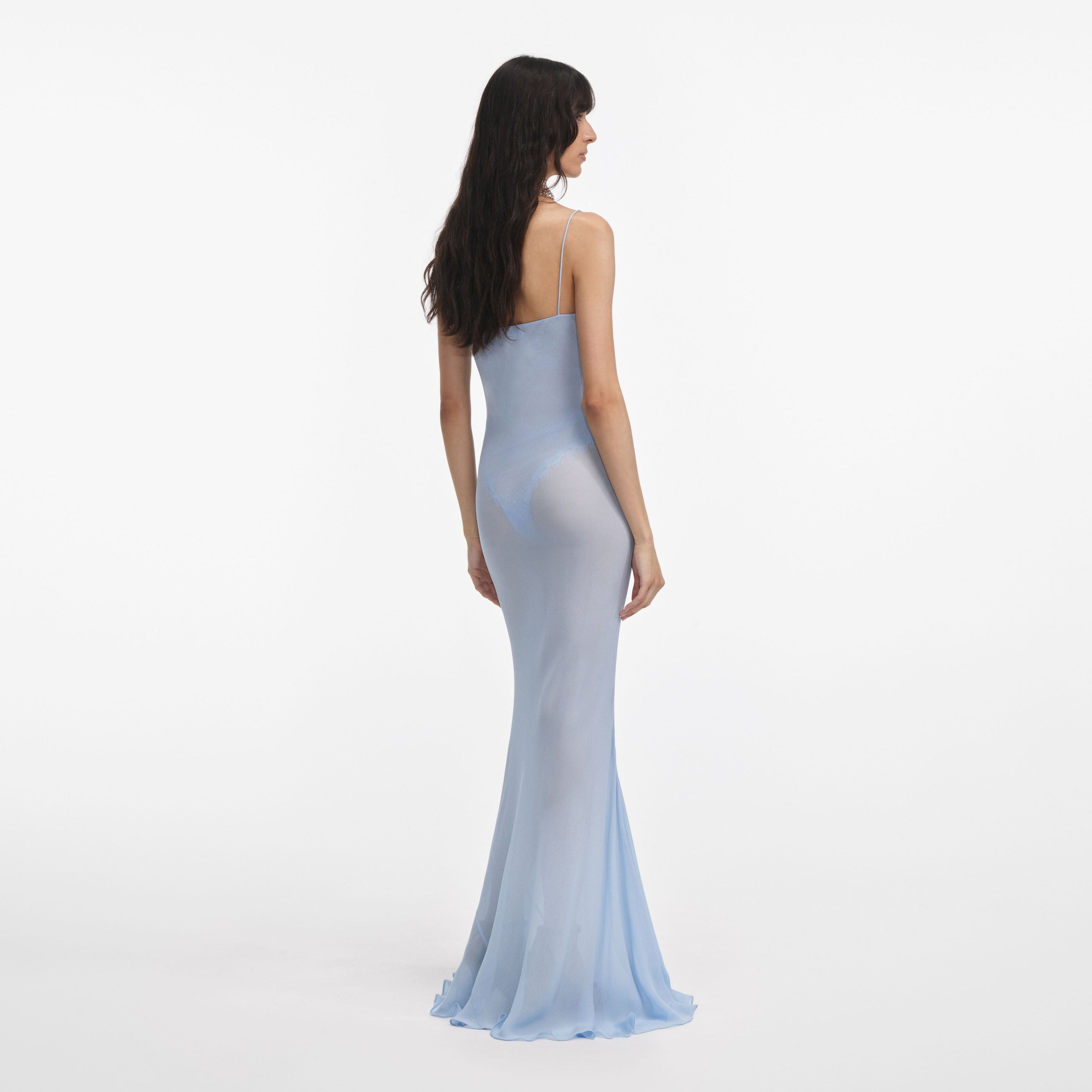 Blue Strappy Georgette Maxi Dress - 3