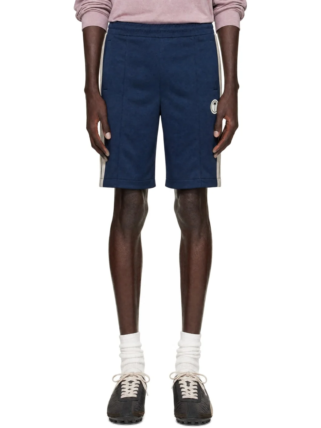 Navy Palm Tree Track Shorts - 1