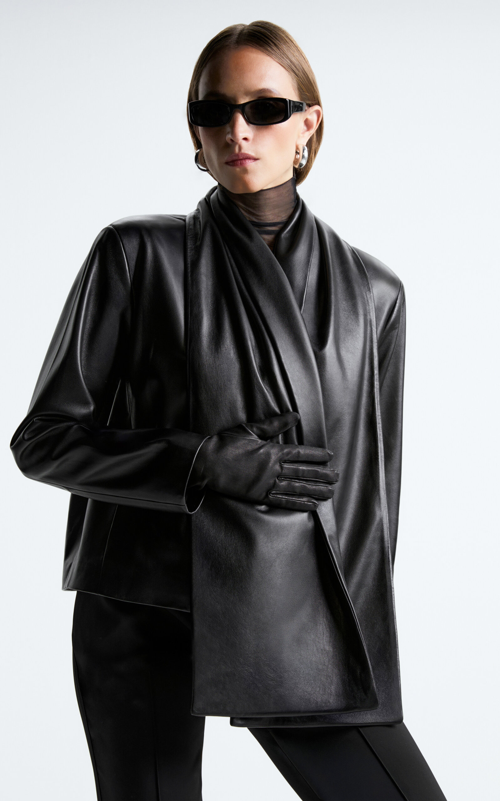Layla Shawl Collar Lambskin Jacket black - 6