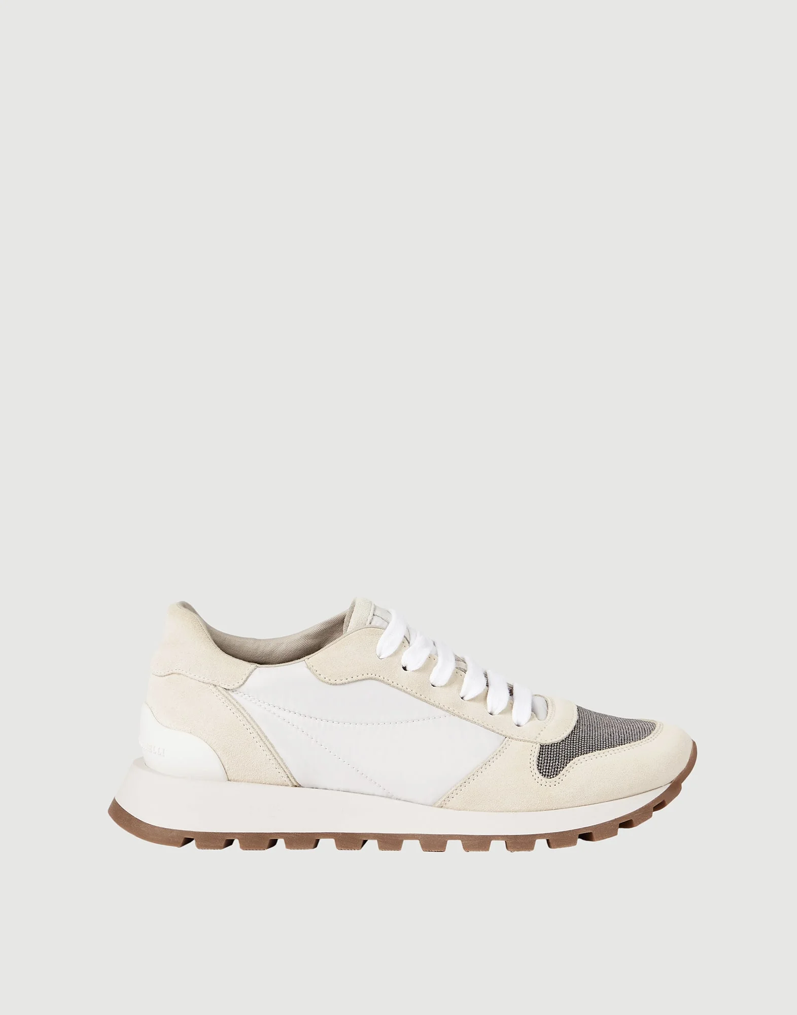 Suede and techno fabric runners with precious toe - 1