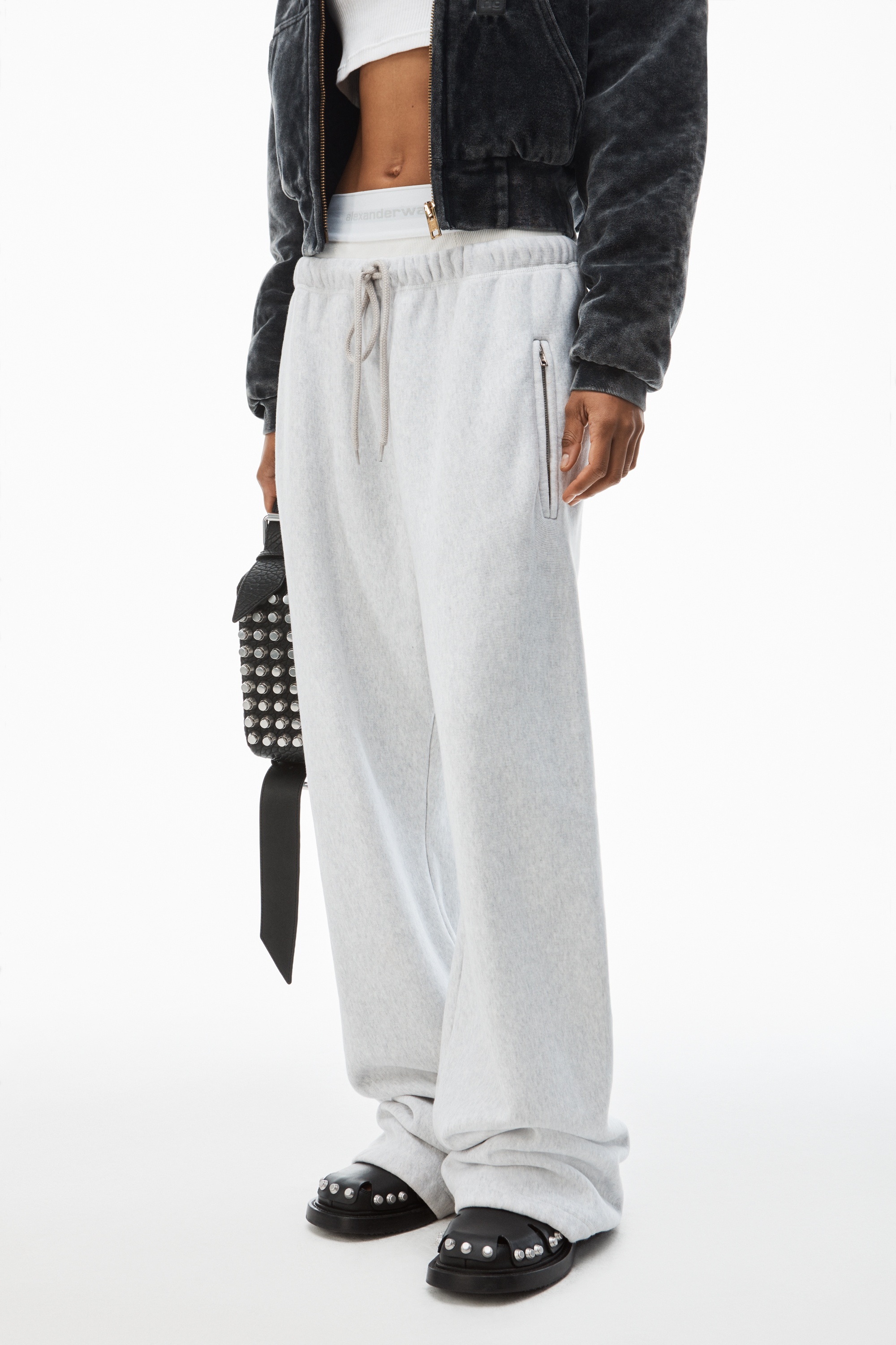 wide leg sweatpants with pre-styled logo brief waistband - 3
